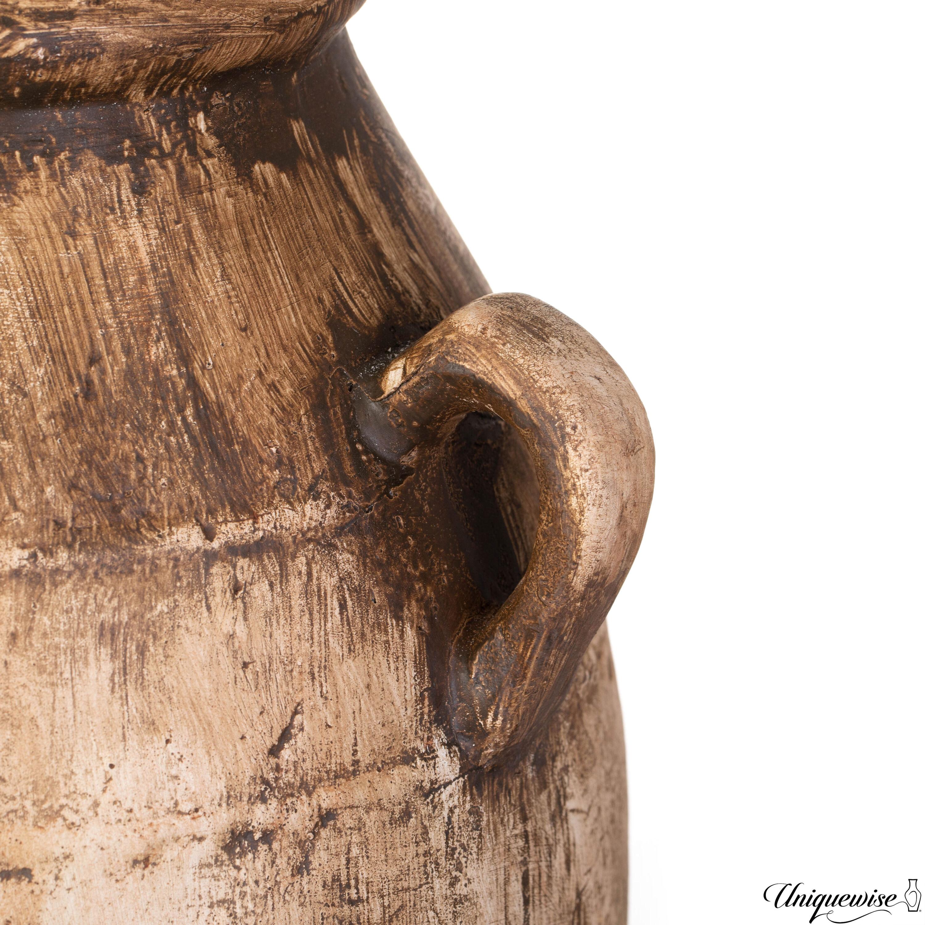 Uniquewise 23-Inch Brown Antique-Inspired Fiberglass Tall Floor Vase - Farmhouse Boho Decor for Living Rooms, Entryway Tables, and Wedding Tables