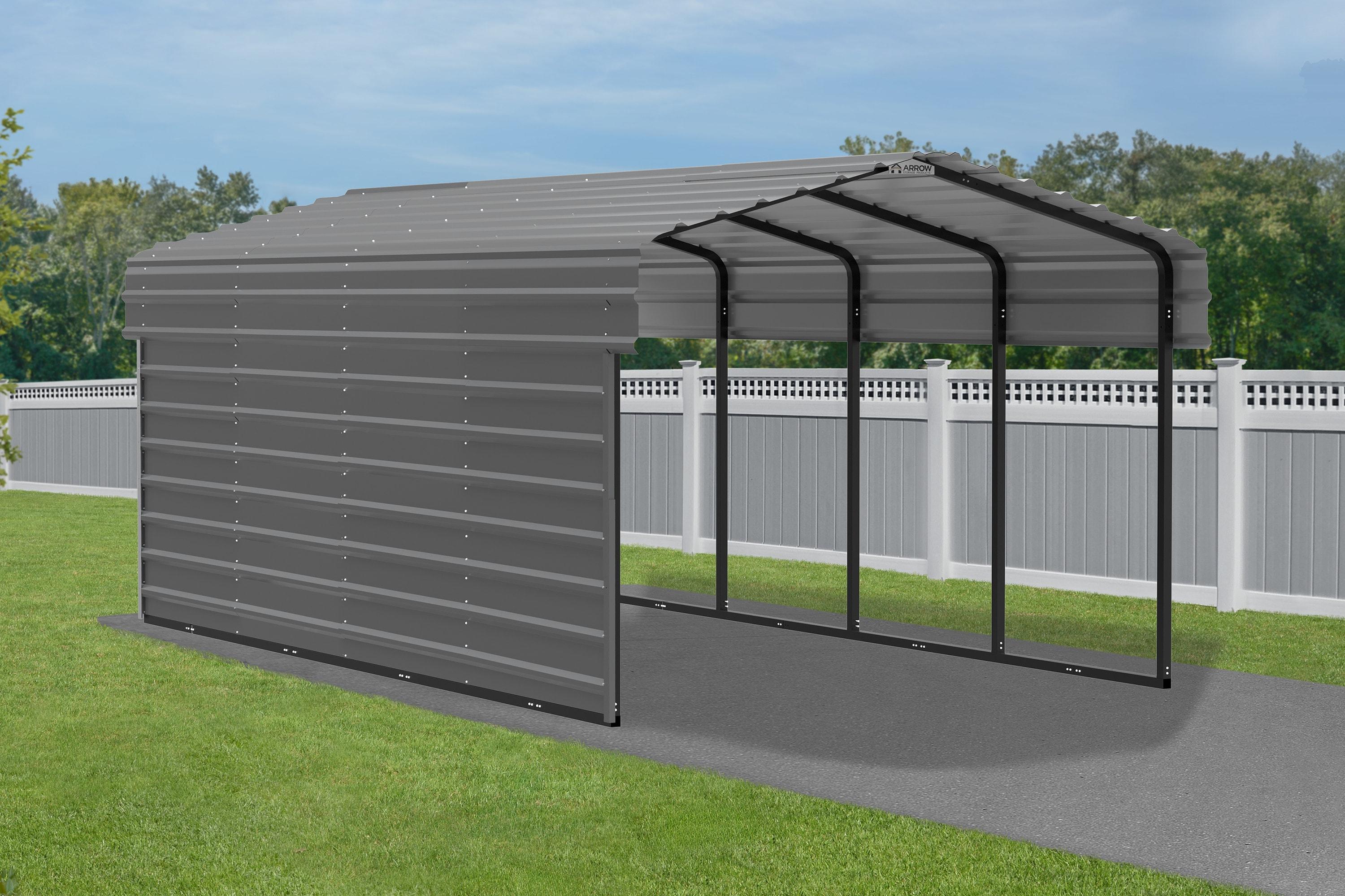 Arrow Arrow Steel Carport with 1 Side Wall Kit, 10X20X07