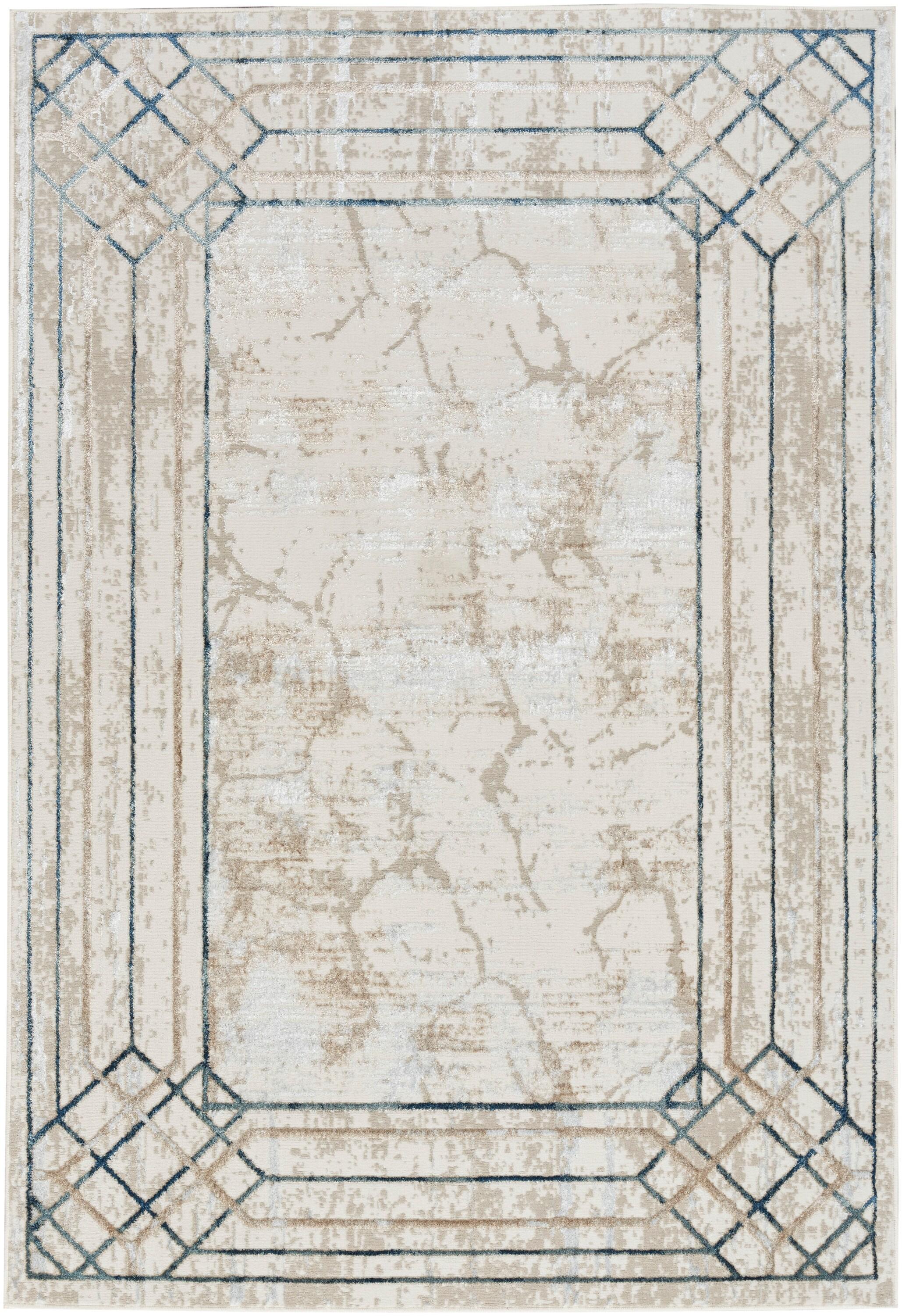 Nourison Glam 5'3" x 7'3" Ivory/Taupe Mid-Century Modern Indoor Rug