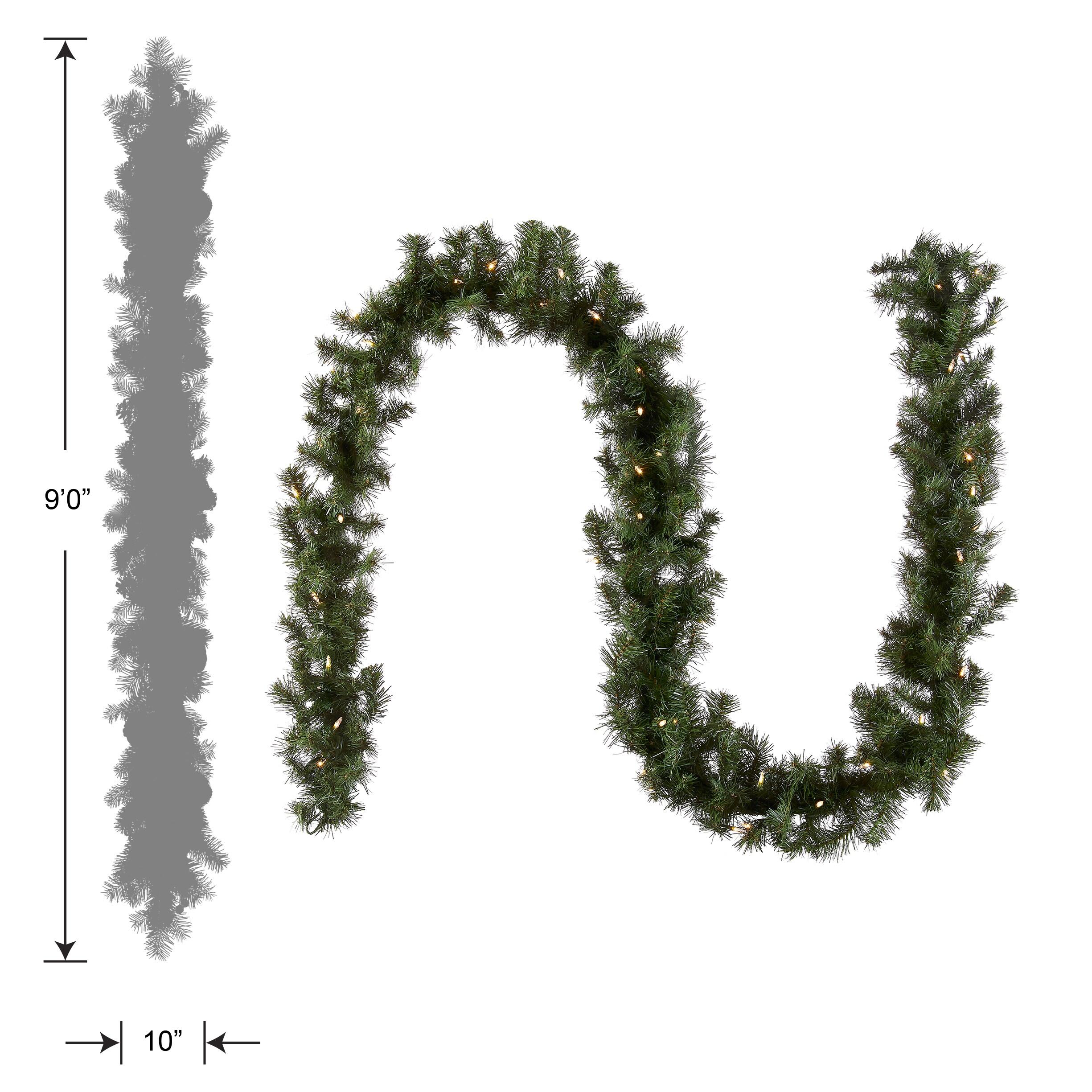 9ft' North Valley Spruce Artificial Christmas Garland with LED Lights