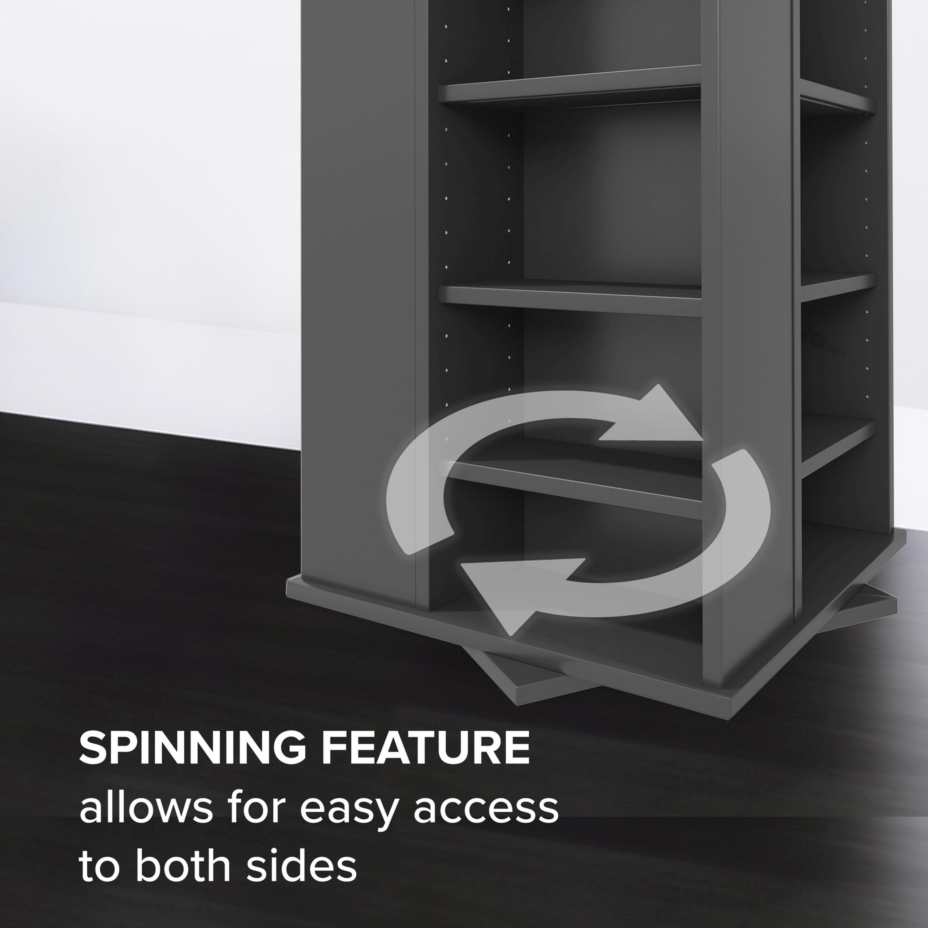 4 Sided Spinning Media Storage Black - Prepac: Holds 1040 CDs, 476 DVDs, Adjustable Shelves