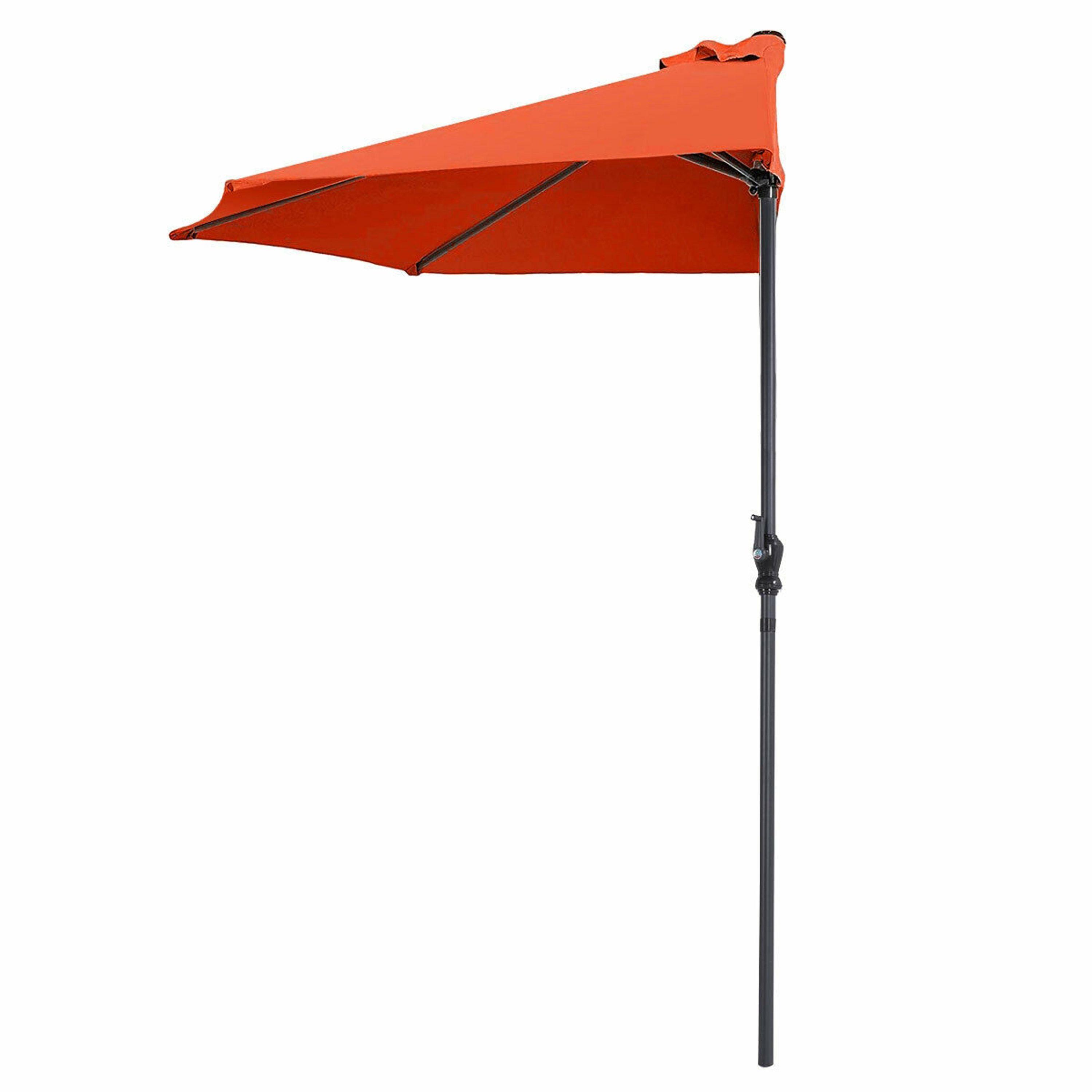 Resenkos 9Ft Patio Bistro Half Round Umbrella -Orange, Patio Offset Umbrella with Easy Tilt Adjustment, Outdoor Hanging Umbrella, Sunshade Umbrella Canopy