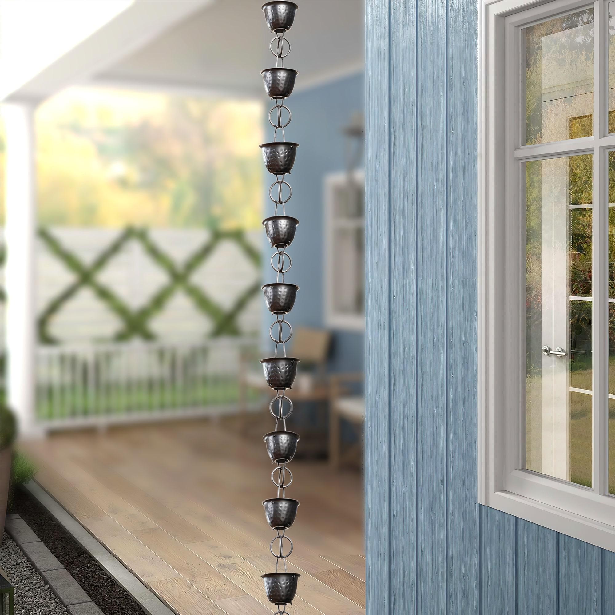 Monarch Rain Chains Aluminum Hammered Cup Rain Chain Replacement Downspout for Gutters