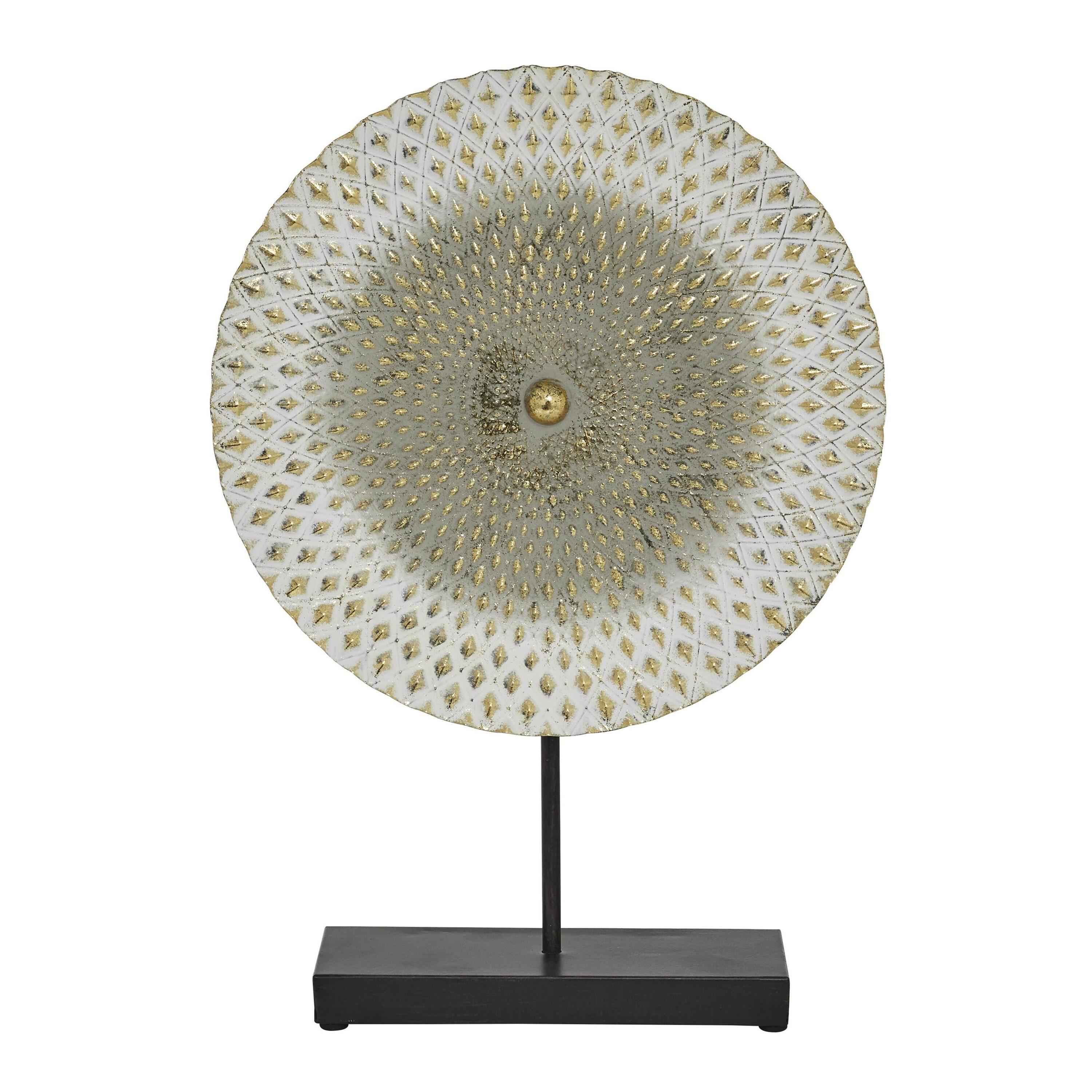 Dakota Fields Diahna Metal Geometric Decorative Gray Sculpture with Black Base