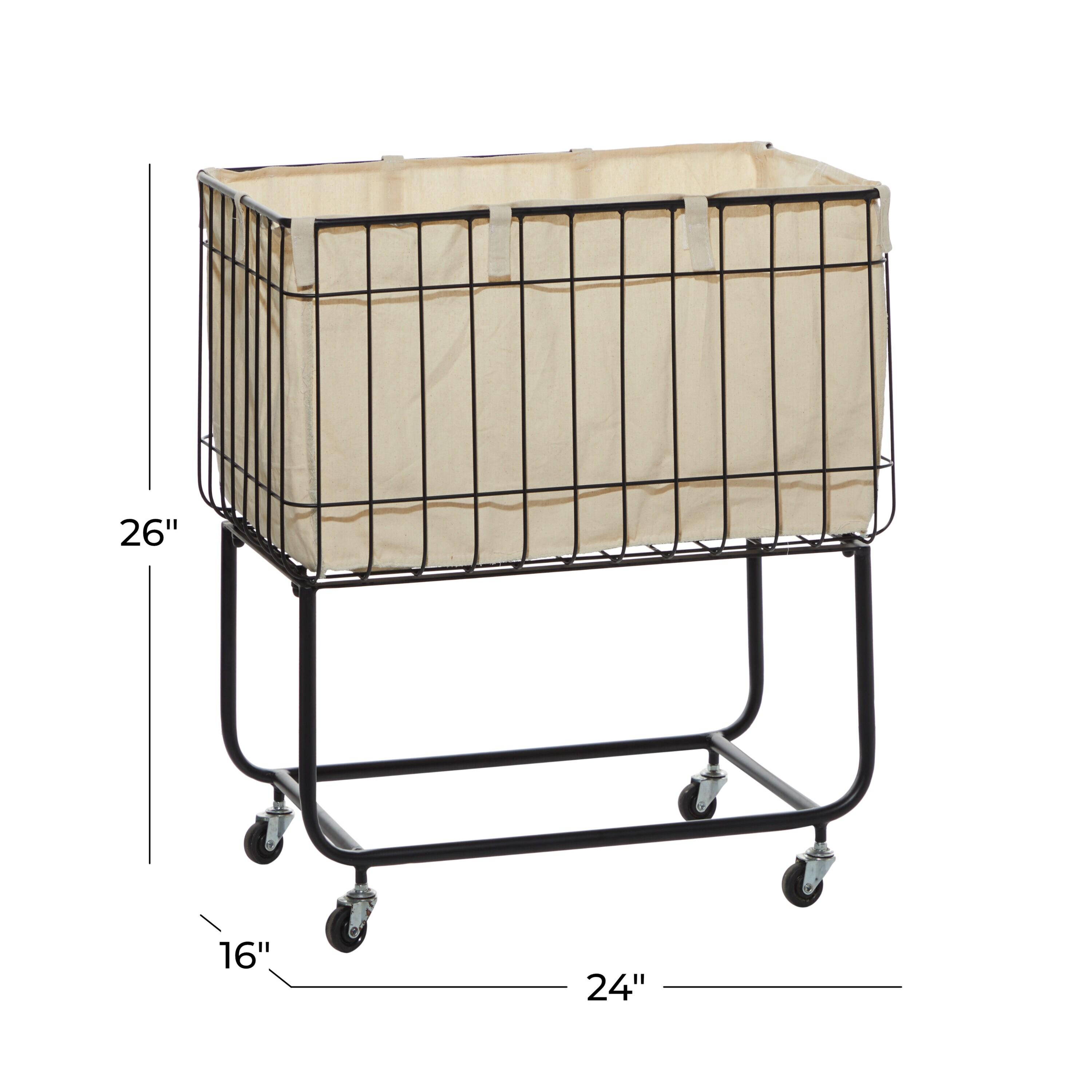 Joss & Main Metal Deep Set Wire Basket Storage Cart with Wheels and Fabric Lining & Reviews | Joss & Main
