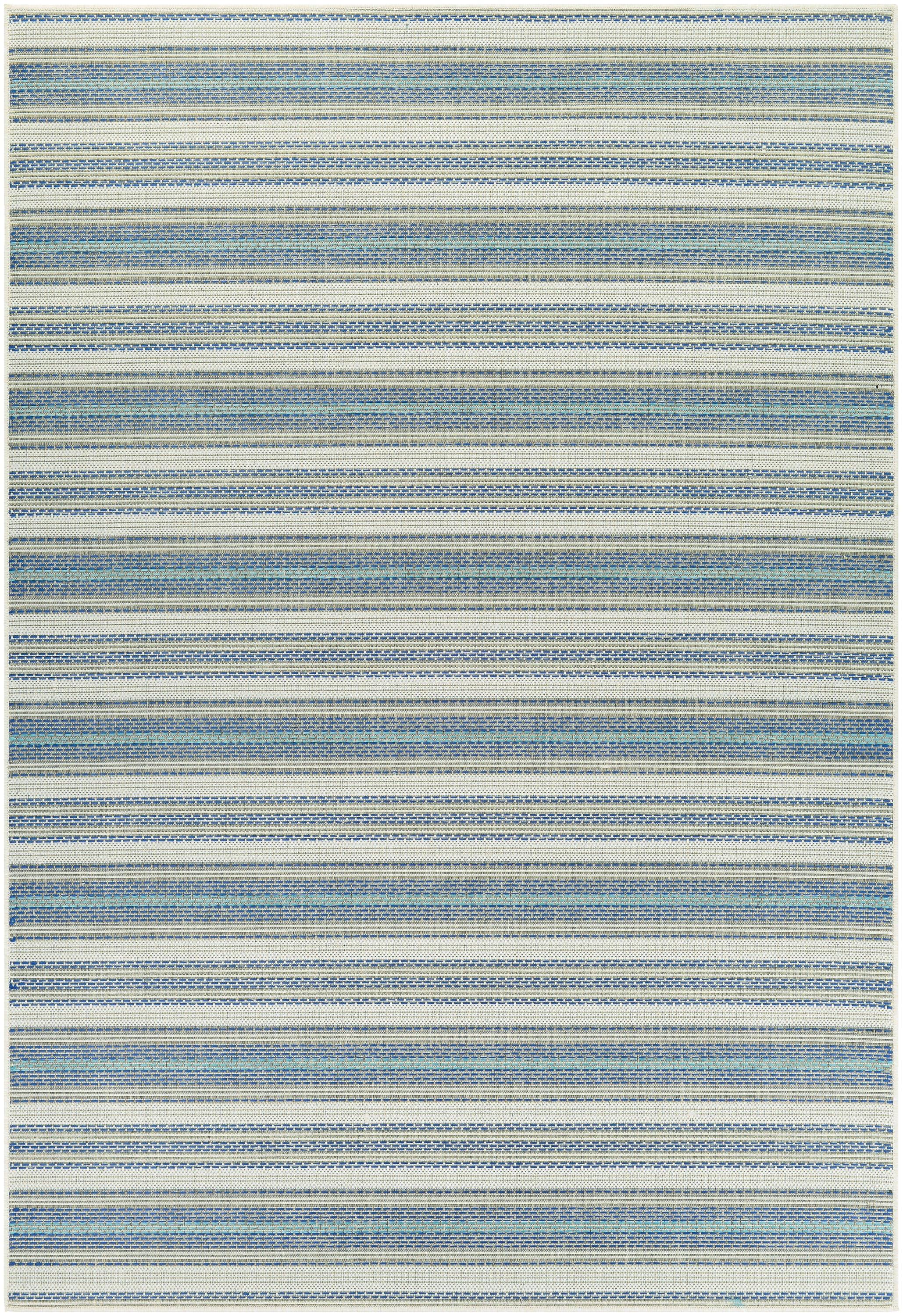 Couristan Monaco Marbella Indoor / Outdoor Area Rug, Ivory-Sand-Azure Blue, 5'3" x 7'6"