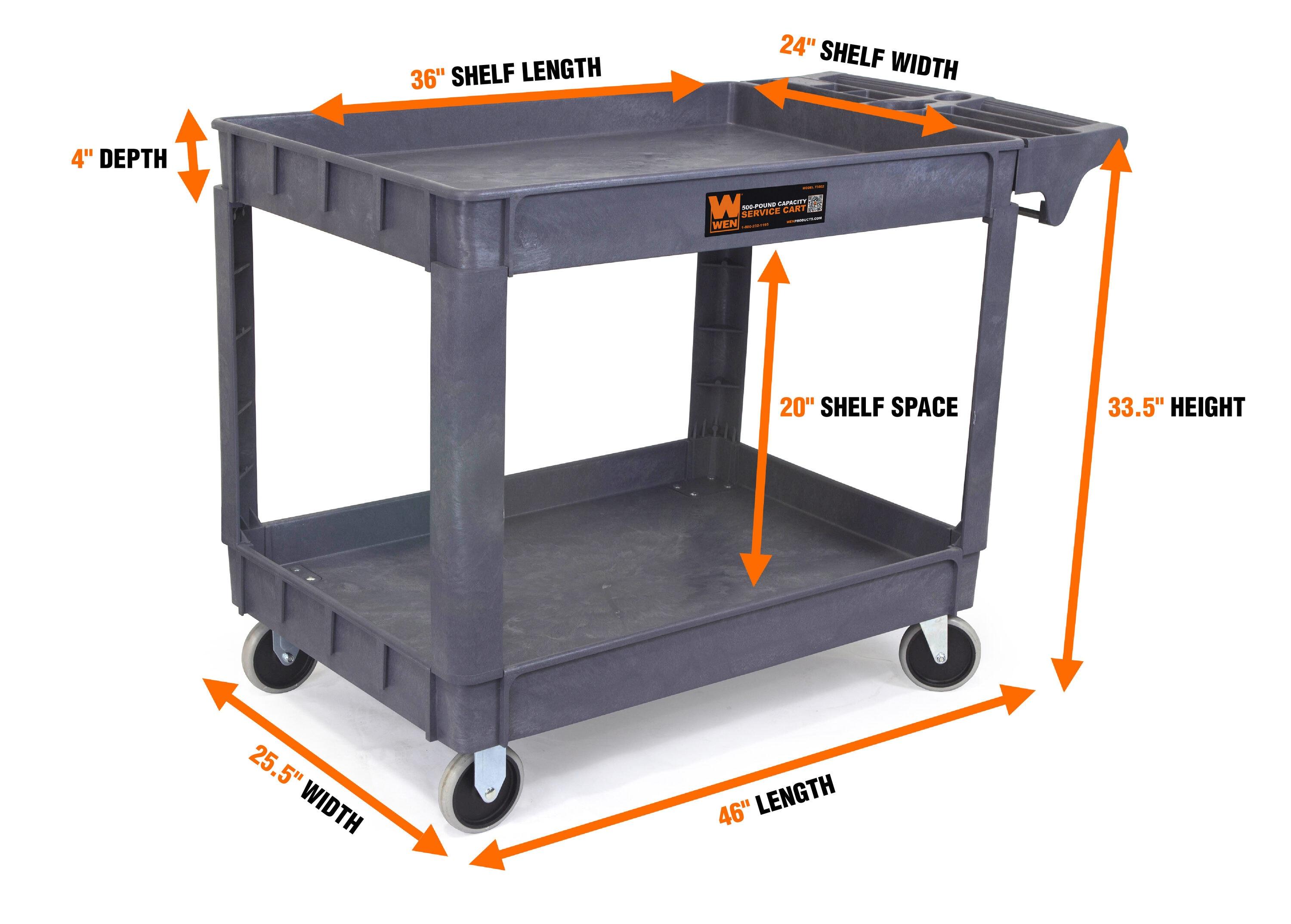 Gray Polypropylene 500-Pound Capacity Service Utility Cart