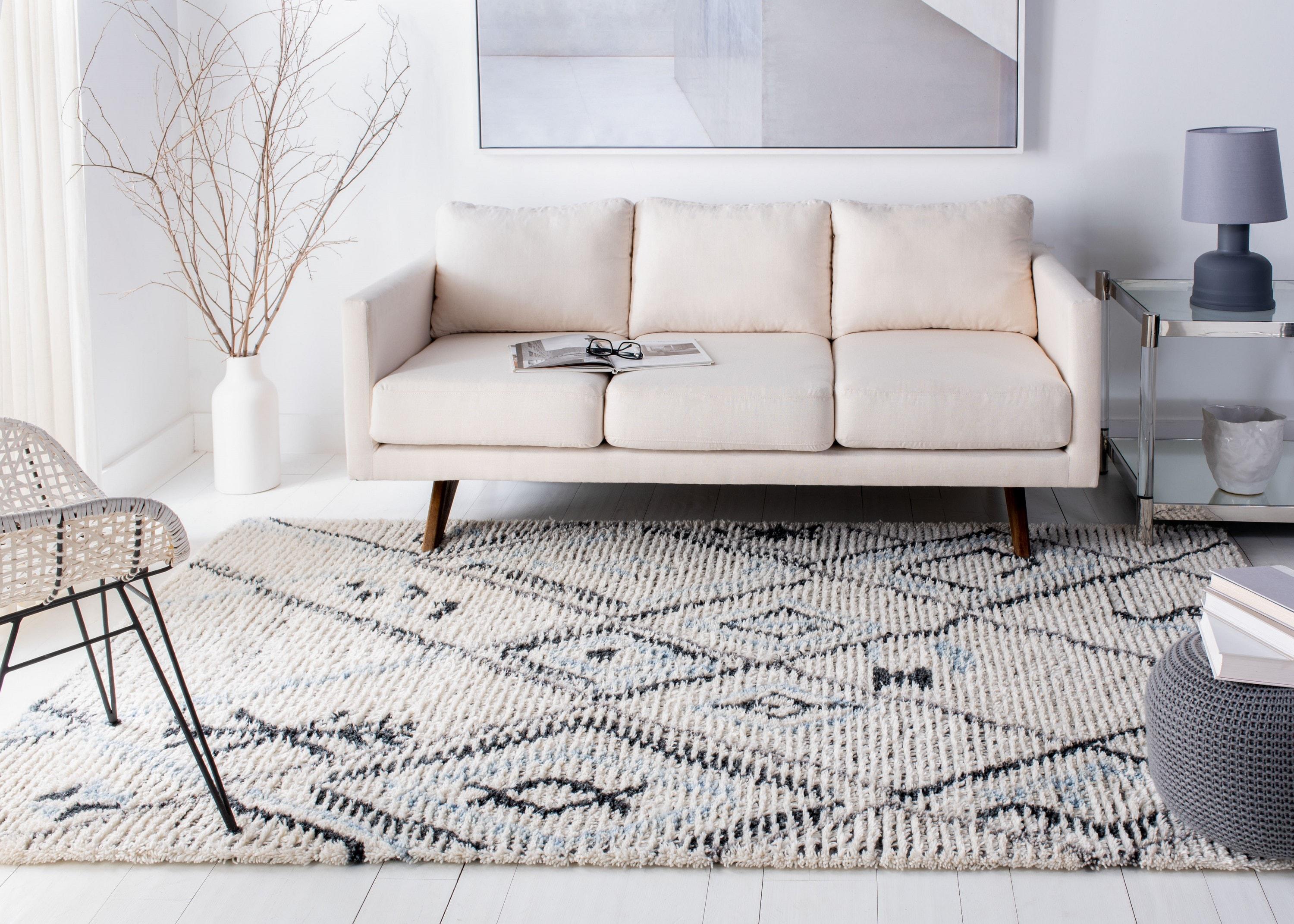 Casablanca Shag CSB637 Hand Tufted Indoor Area Rug - Grey/Ivory - 8'x10' - Safavieh