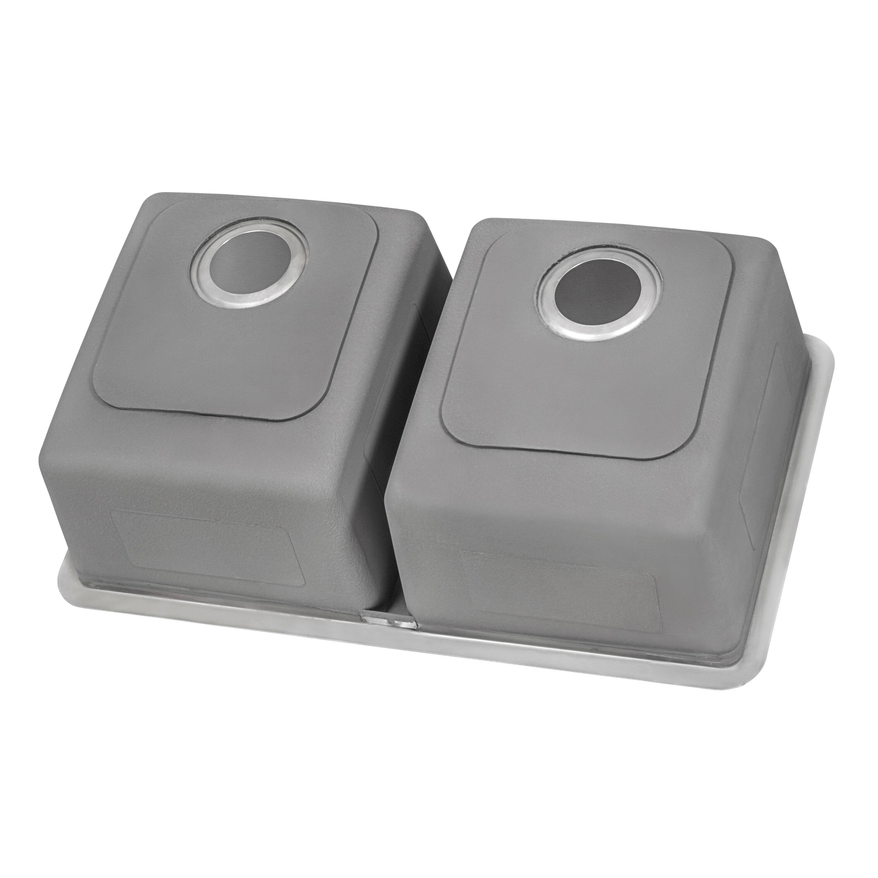Ruvati RVM5077 Ruvati 28-inch Undermount Kitchen Sink 50/50 Double Bowl 16 Gauge Stainless Steel