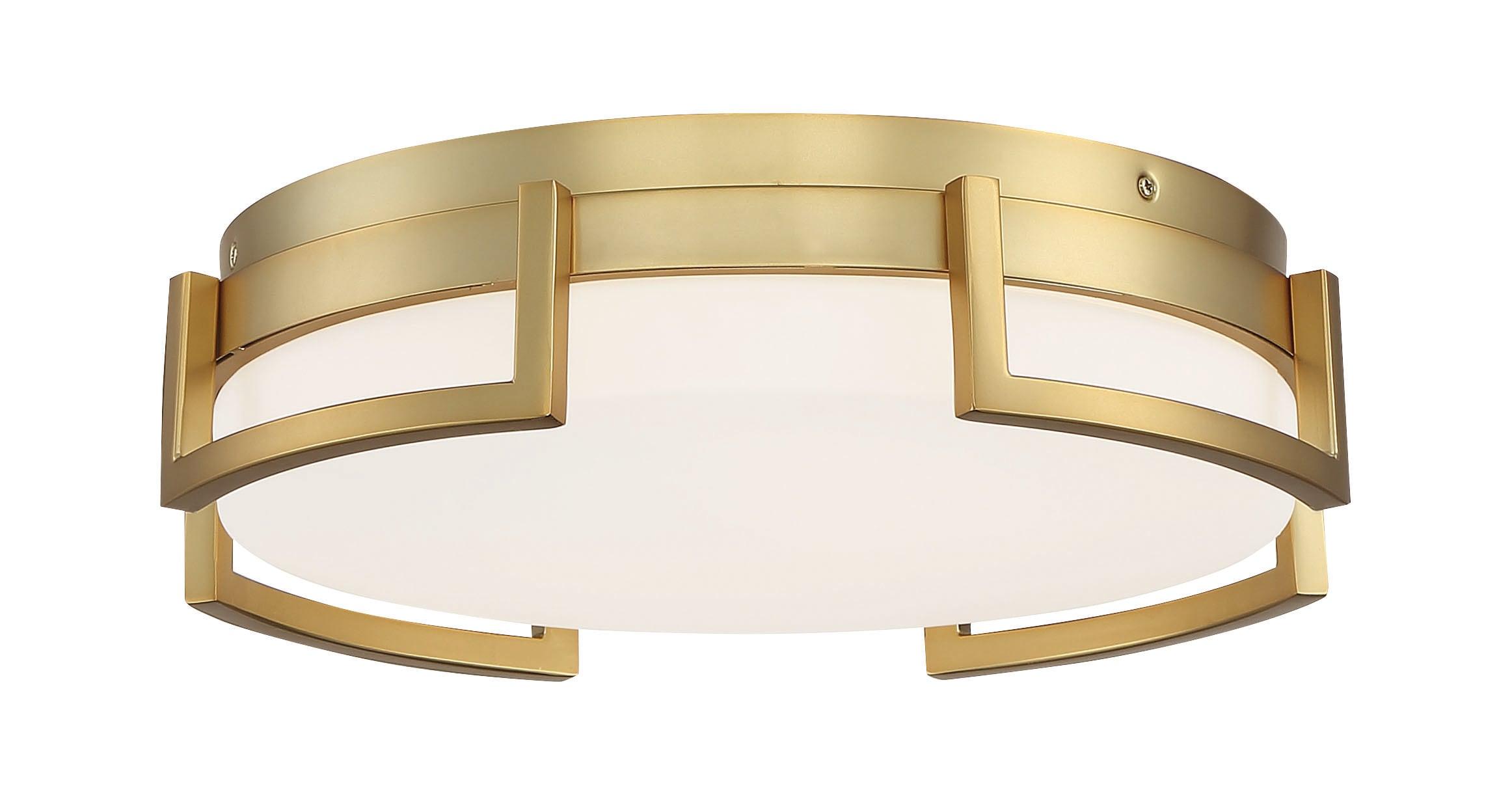 Honey Gold Glass LED Drum Flush Mount Light