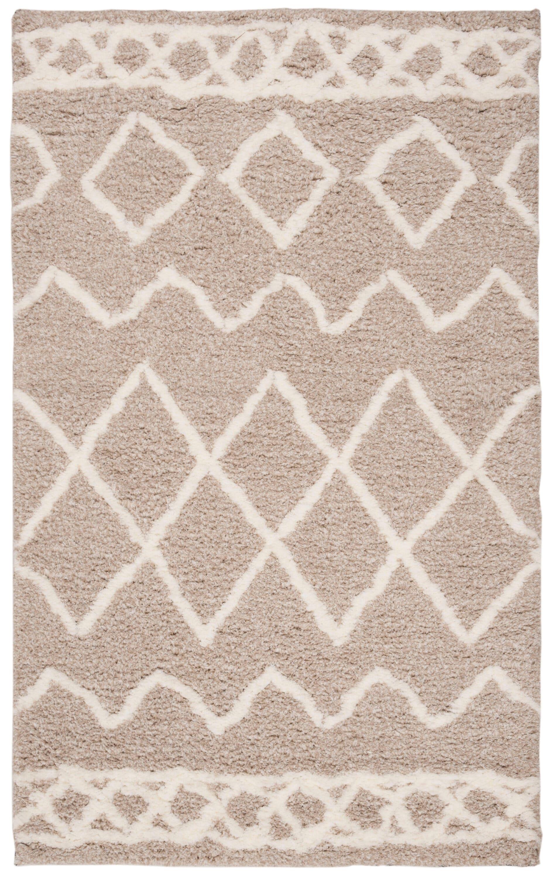 Equinox Shag EQS711 Hand Tufted Indoor Accent Rug - Beige/Ivory - 3'x5' - Safavieh