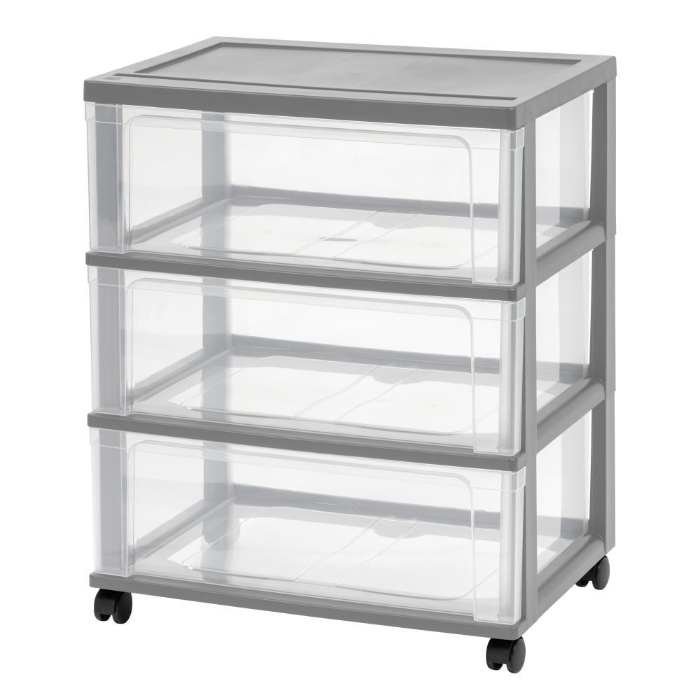 IRIS 3 Drawer Storage Cart with Wheels Gray