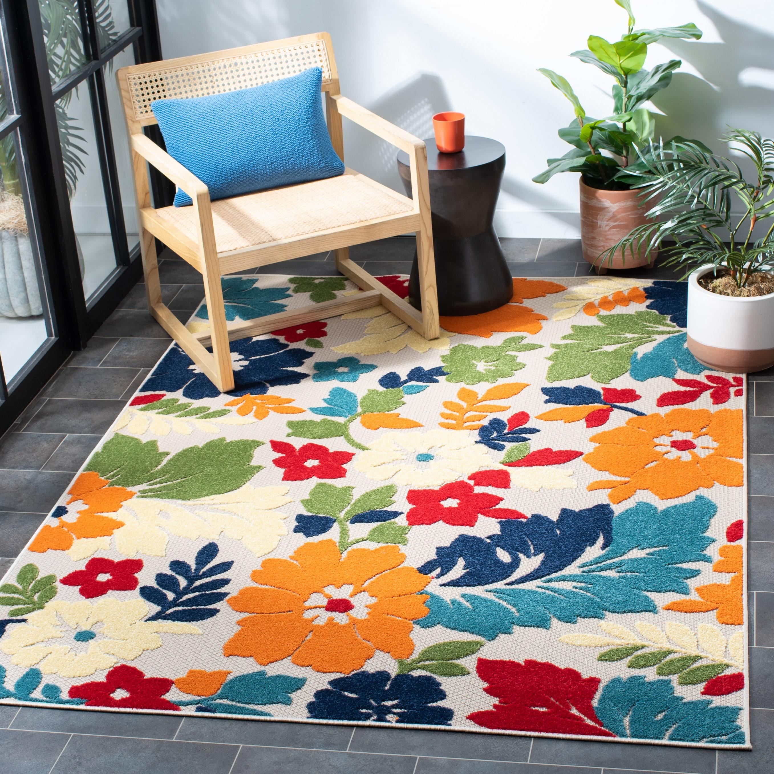 Cabana CBN308 Loomed Indoor Area Rug - Ivory/Orange - 4'5"x6'5" - Safavieh
