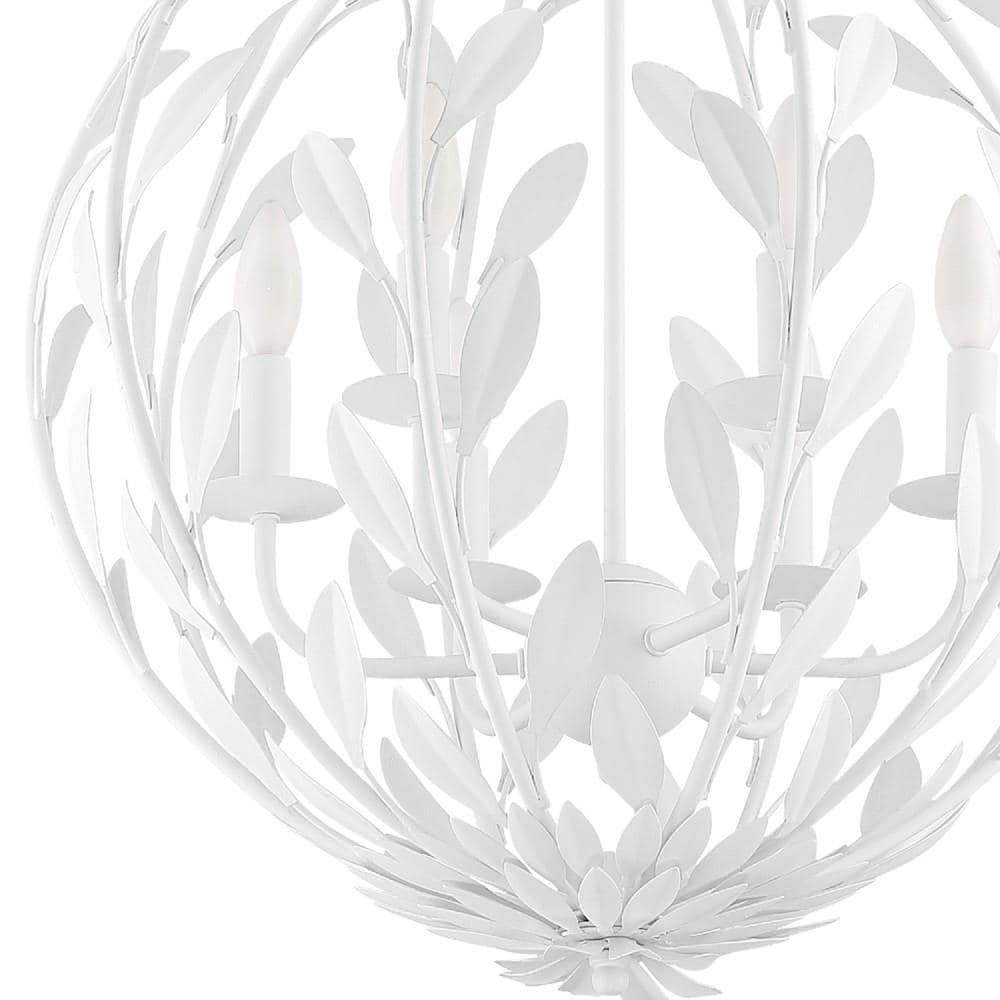 Mini Elegance 6-Light Matte White Floral Chandelier