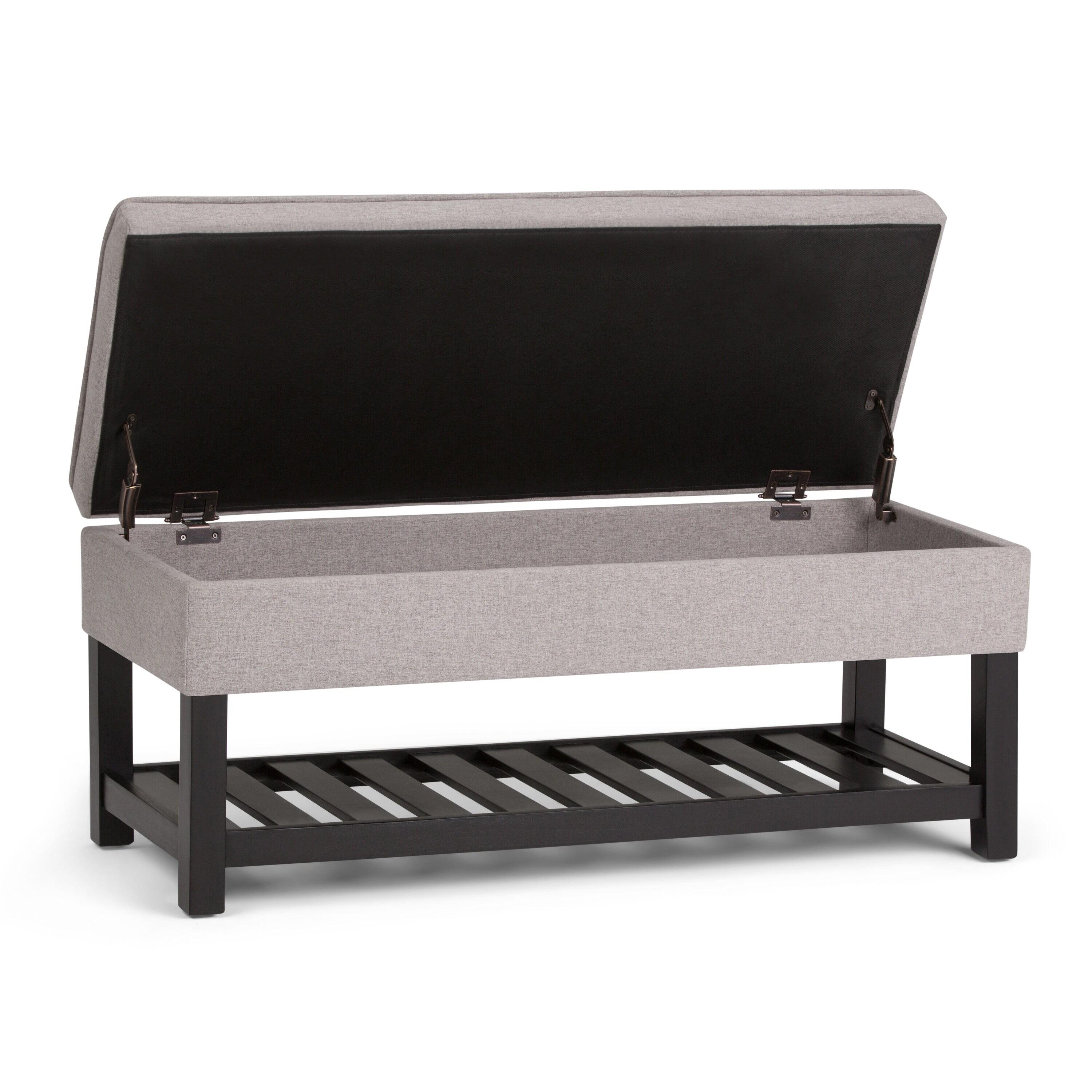 Simpli Home Cosmopolitan 44"W Transitional Tufted Storage Ottoman Bench with Lift Top