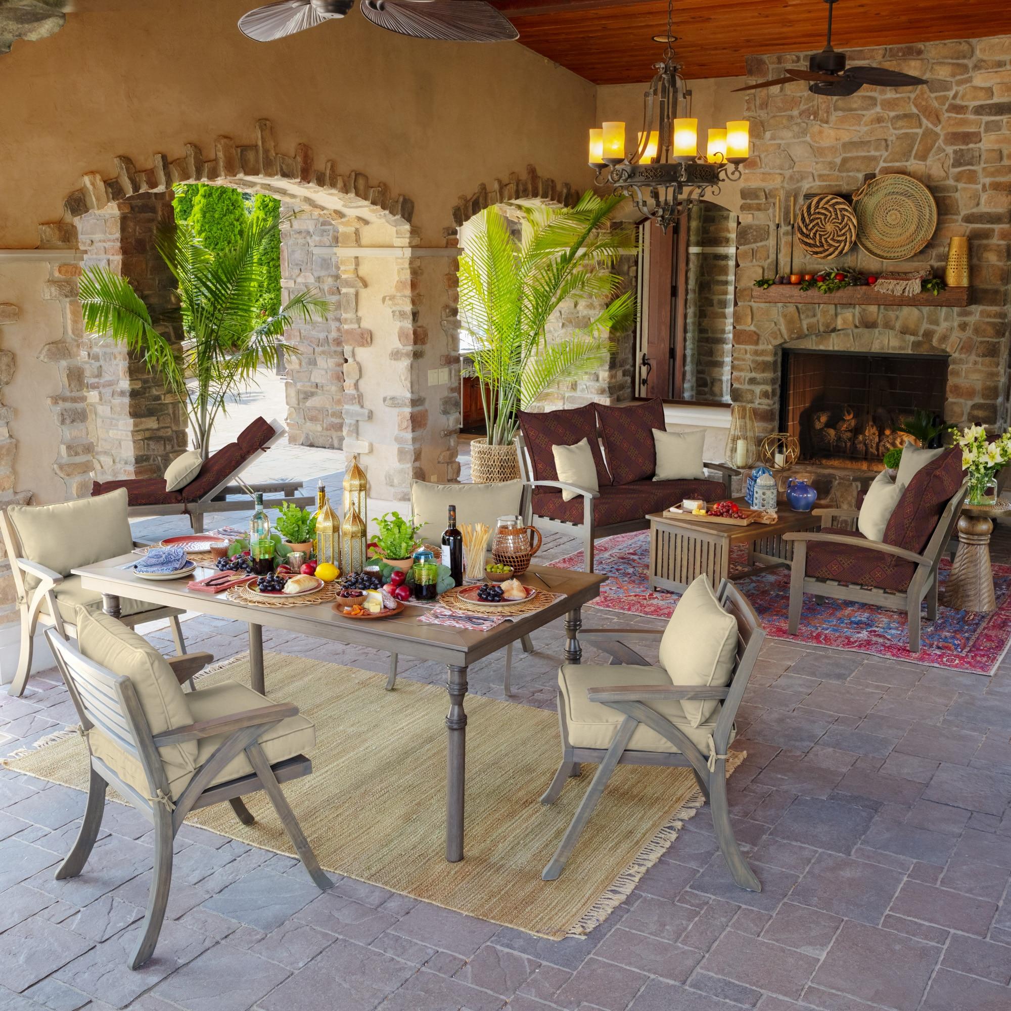 ARDEN Outdoor Toss Pillow, Set of 2, 16 x 16, Water Repellent, Fade Resistant 16 x 16, Tan Leala