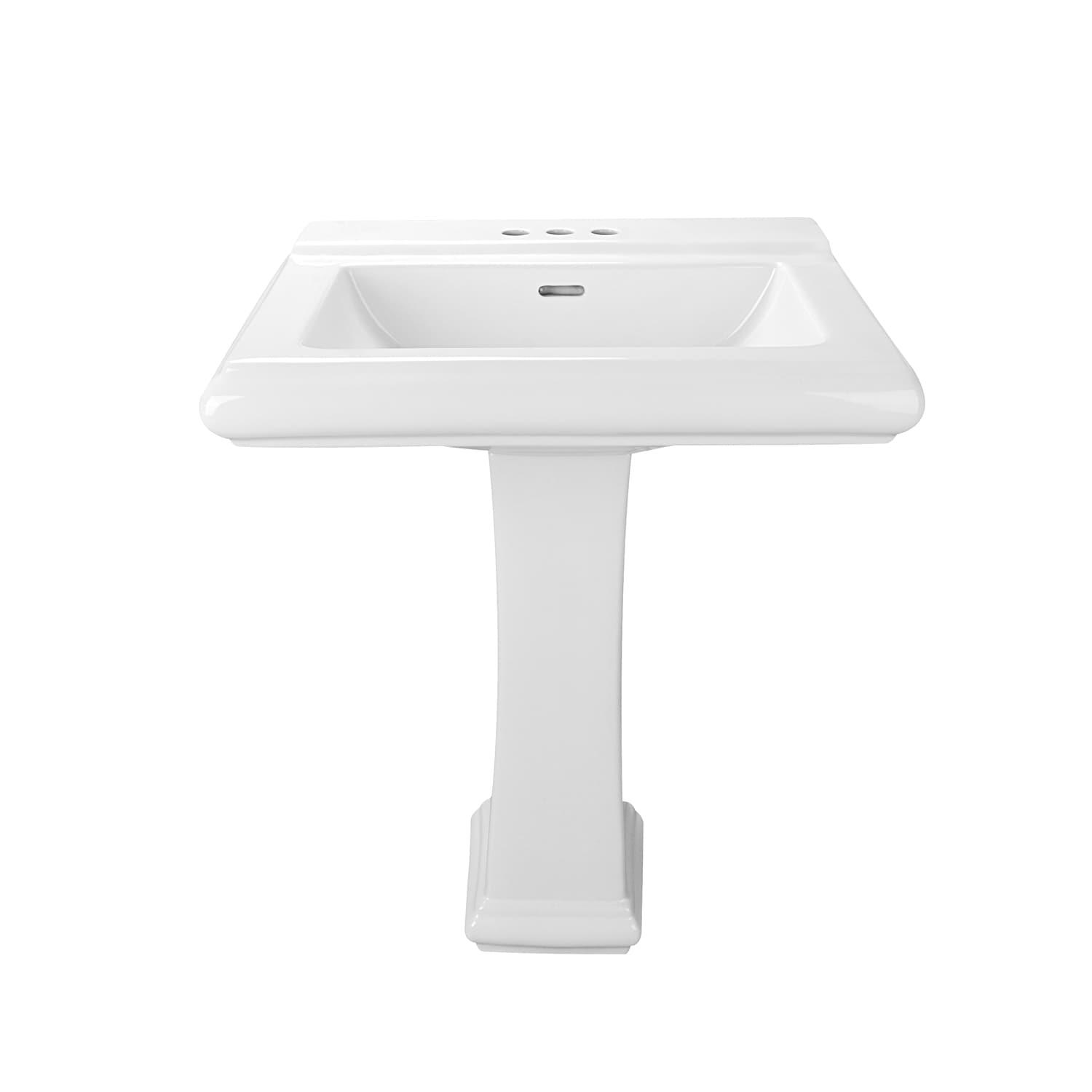 DeerValley Apex 34" Tall Rectangular Vitreous China Pedestal Bathroom Sink with Overflow DV-1P521