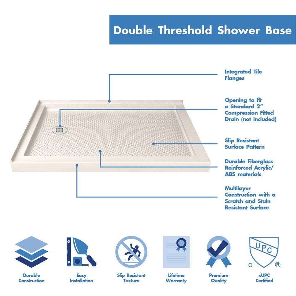 SlimLine 48" W x 36" D Double Threshold Shower Base