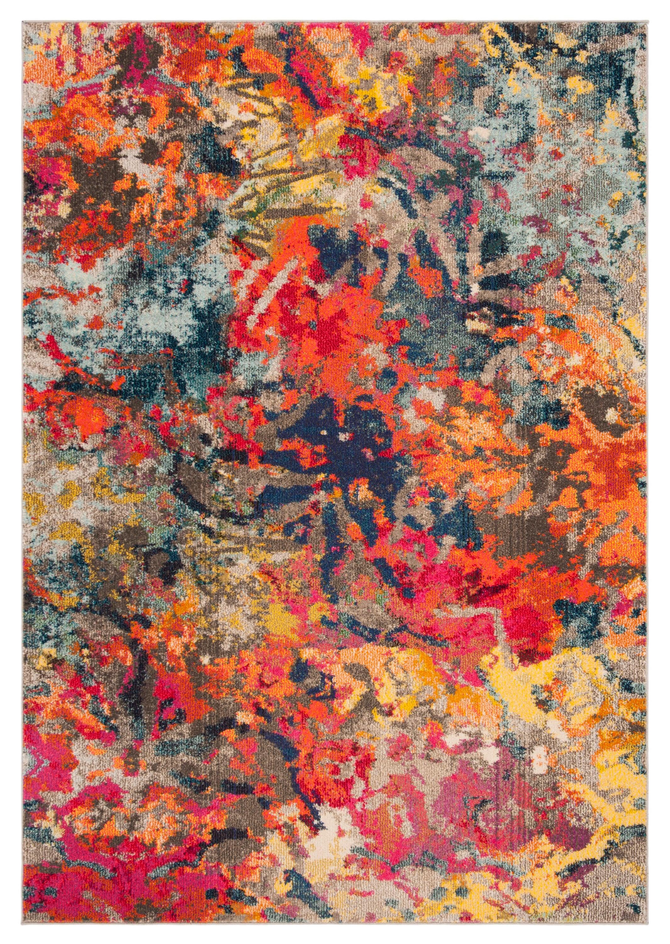 Monaco MNC258 Power Loomed Area Rug - Blue/Orange - 8'9"x11'9" - Safavieh.