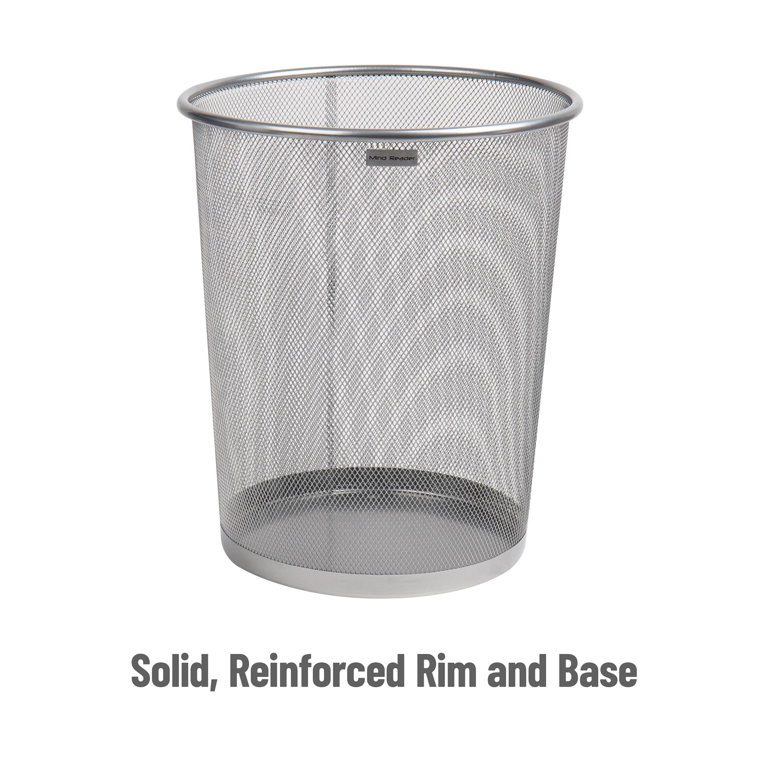 Mind Reader Mesh Trash Can, 16.65L (4.4 gal), Waste Paper Basket, Round, Office, Metal Mesh, 11.5"L x 11.5"W x 13.75"H