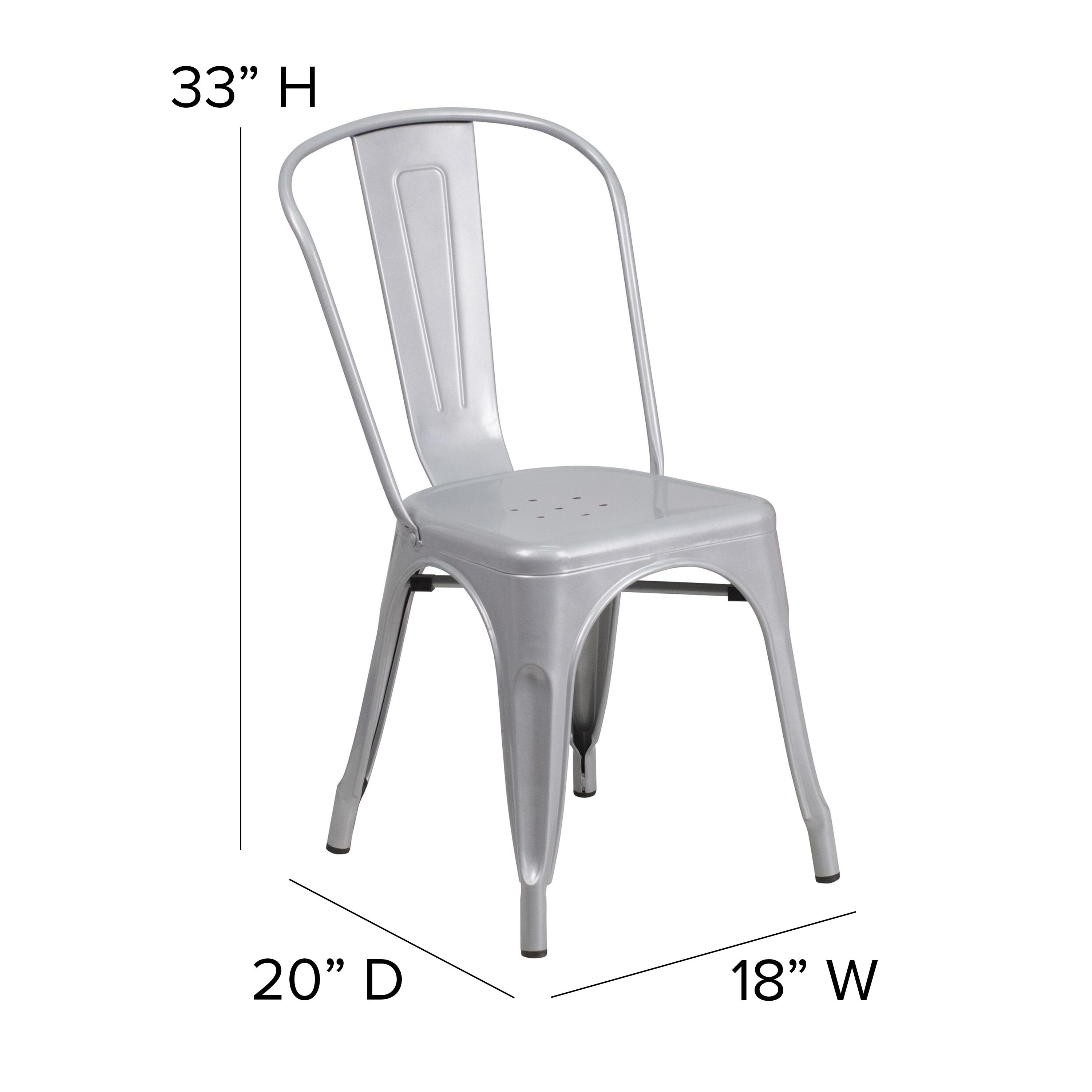 Flash Furniture Commercial Grade Silver Metal Indoor-Outdoor Stackable Chair