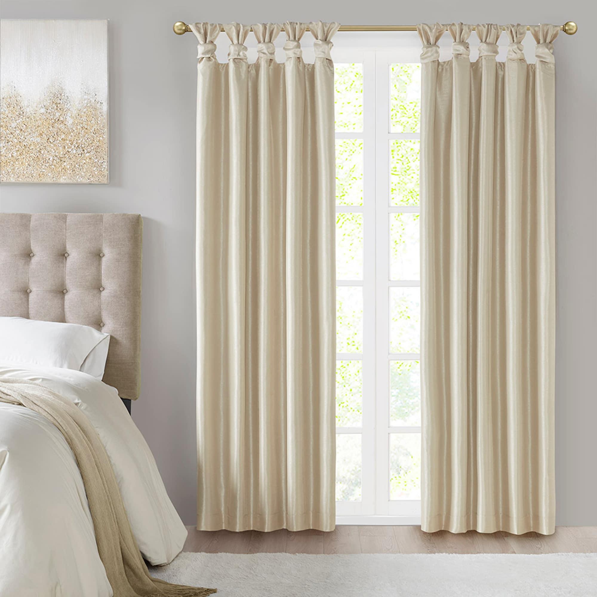 Emilia Faux Silk Twist Tab Total Blackout Window Curtain Panel