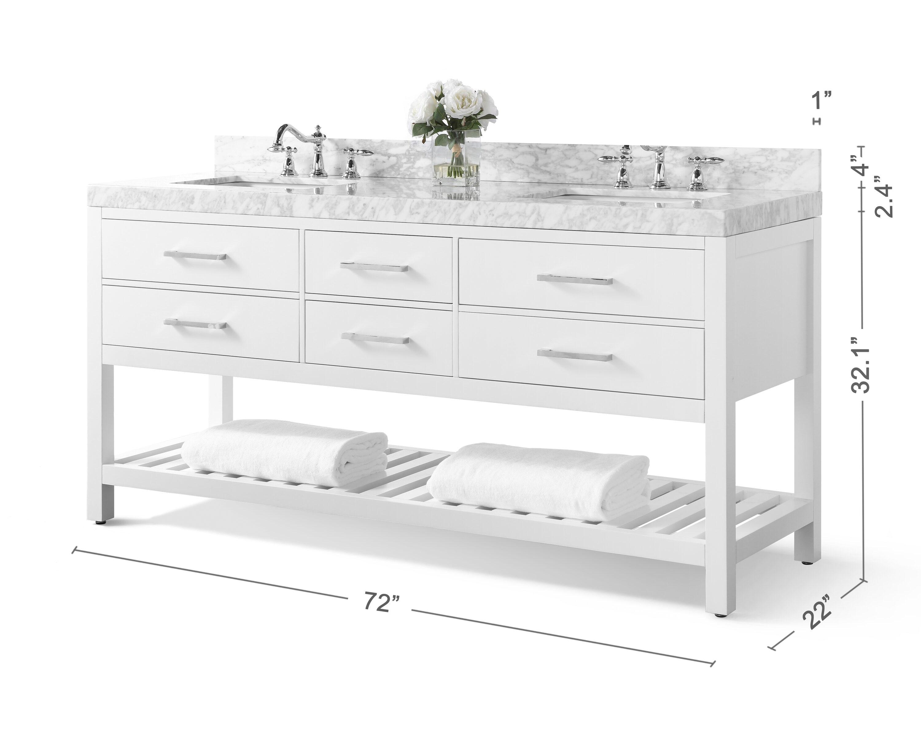 Elizabeth 72'' White Double Vanity with Carrara Marble Top