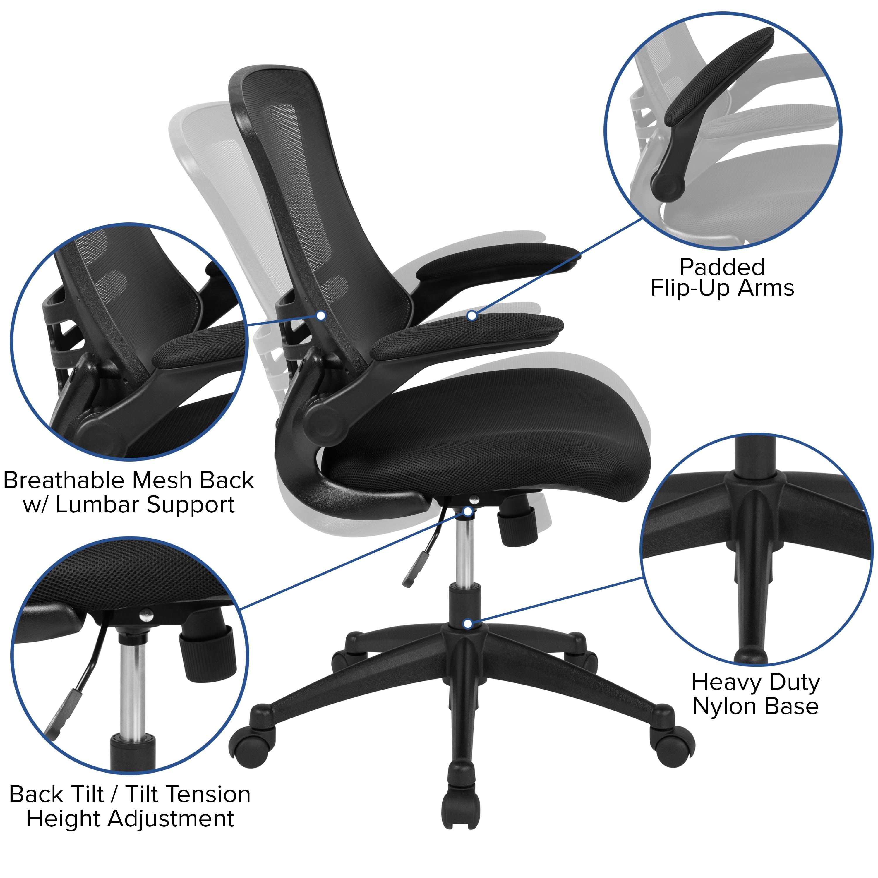 Jayetta Mid-Back Mesh Swivel Ergonomic Office Chair with Flip-Up Arms