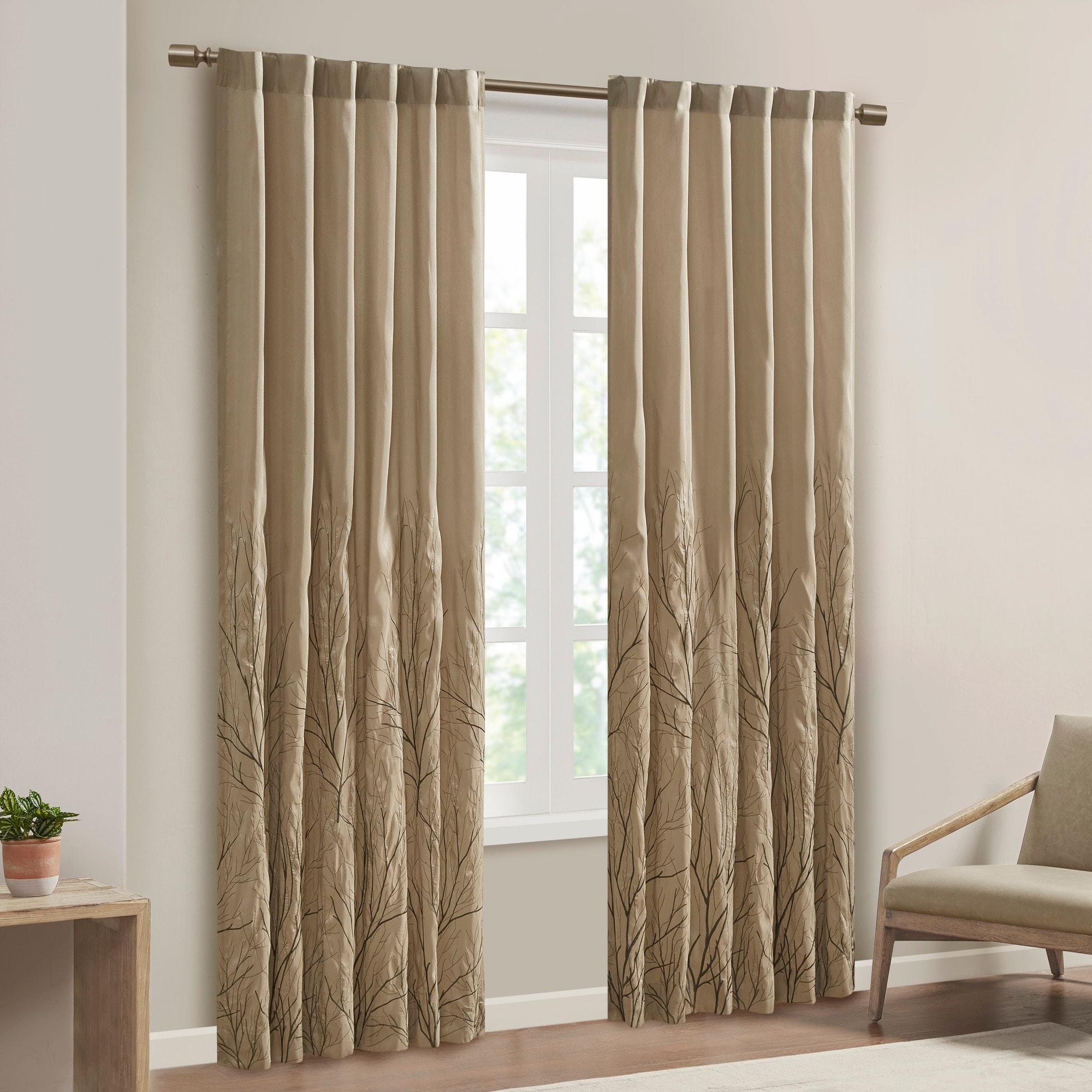 Andora Embroidered Branch Rod Pocket Single Curtain Panel