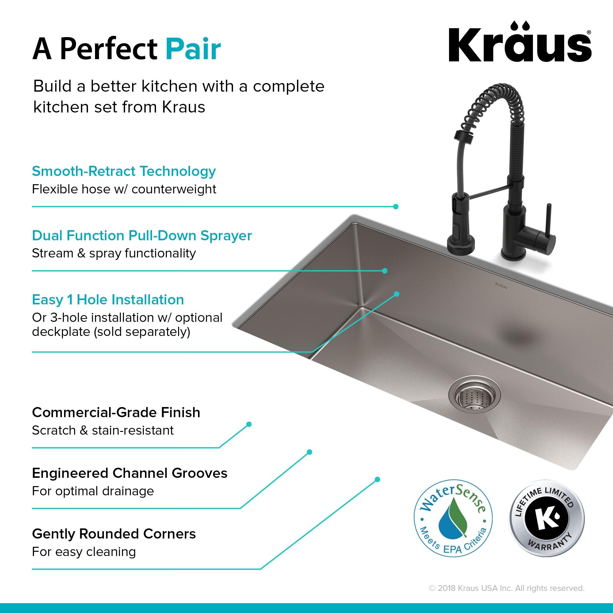 KRAUS 30-in Standart PRO Kitchen Sink Combo Set with Bolden Kitchen Faucet and Soap Dispenser