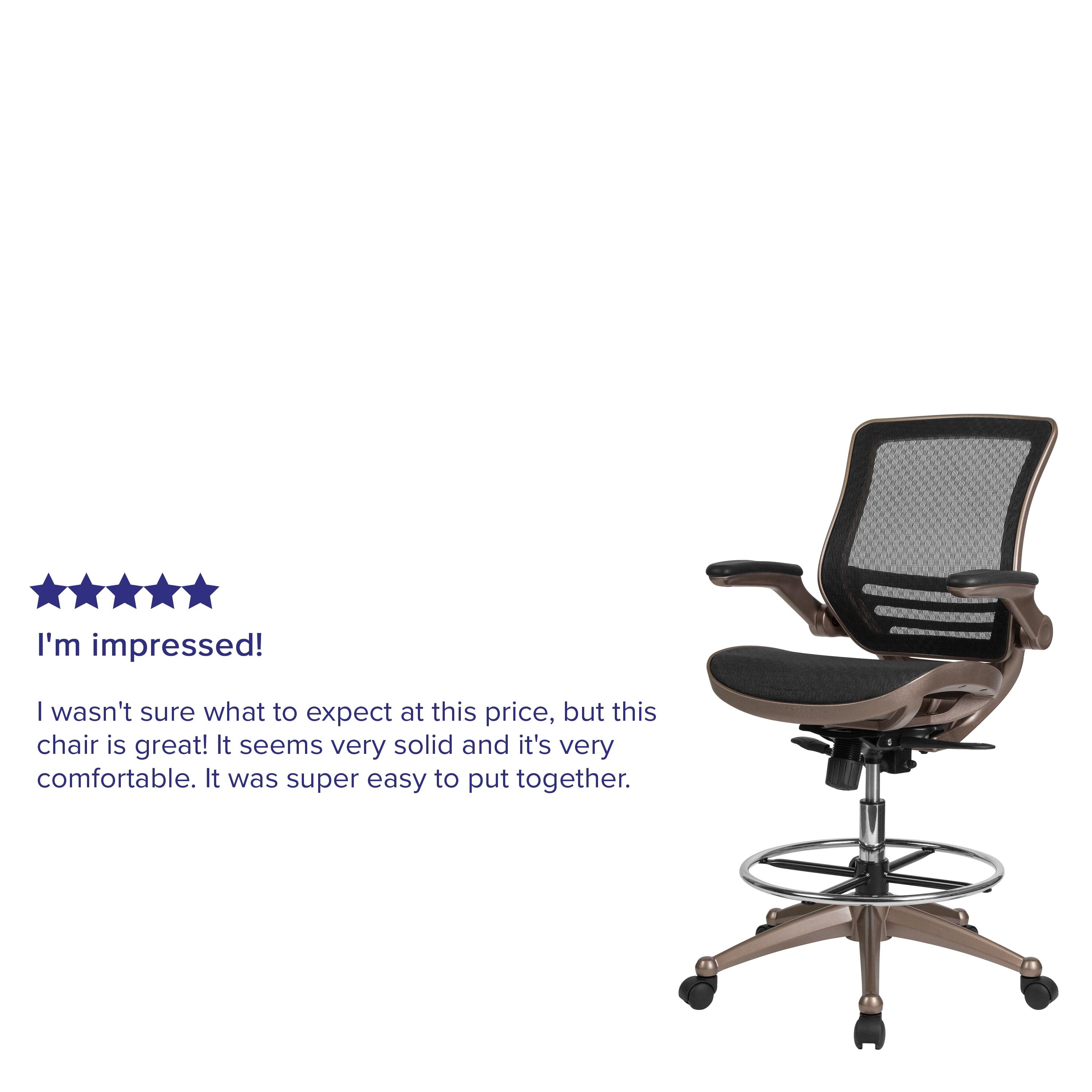 Flash Furniture Mignone Mid-Back Transparent Mesh Office Chair with Flip-Up Arms