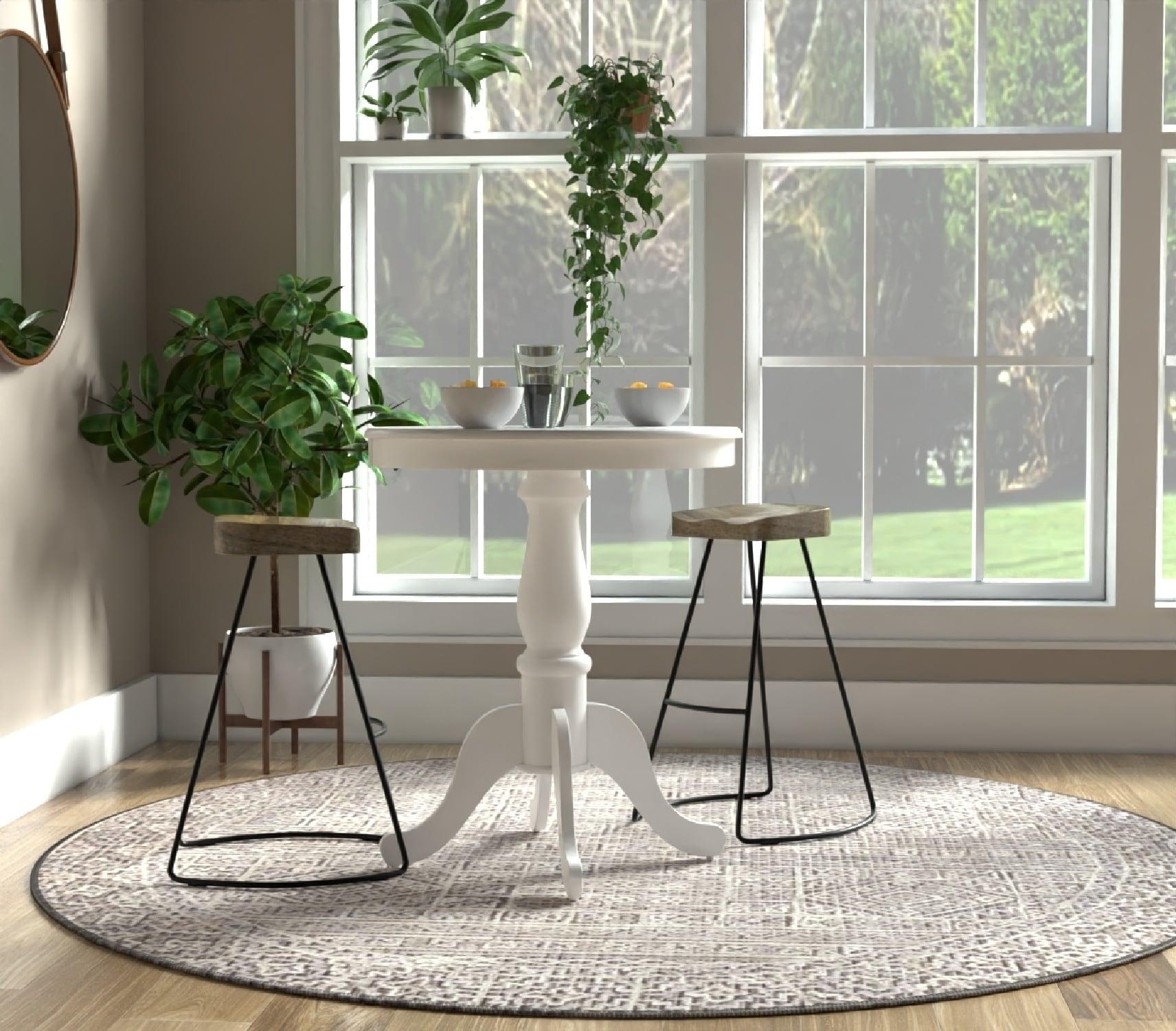 Carolina Living 30" Salem Round Pedestal Bar Table White: 36" High, MDF & Wood Veneer, Mid-Century Modern