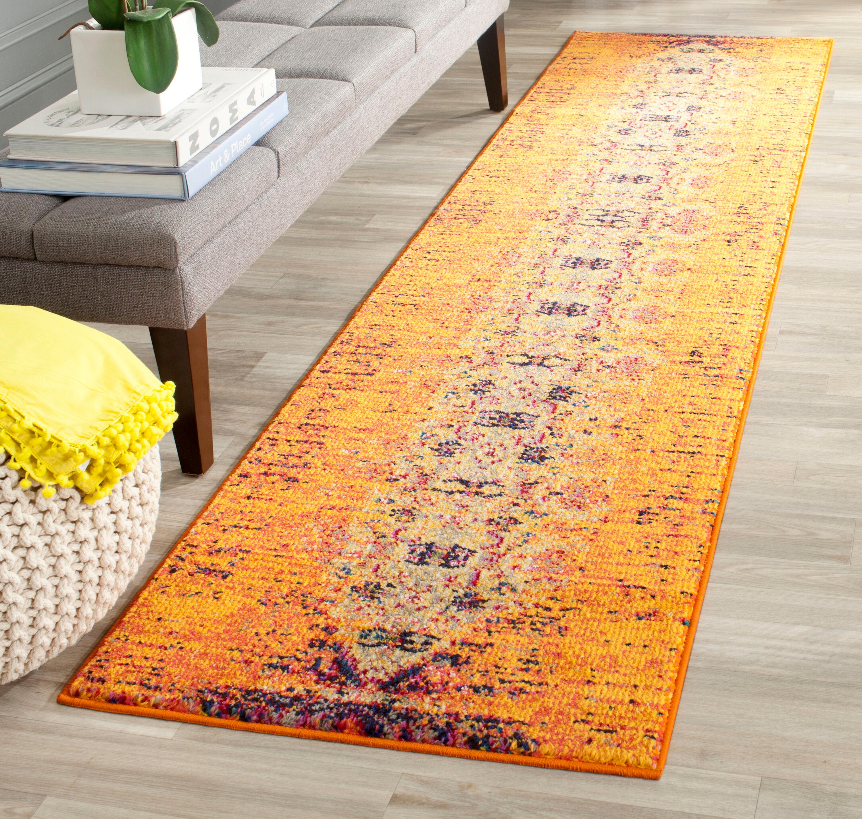 Monaco MNC209 Power Loomed Indoor Runner Rug - Orange/Multi - 2'2"x6' - Safavieh.