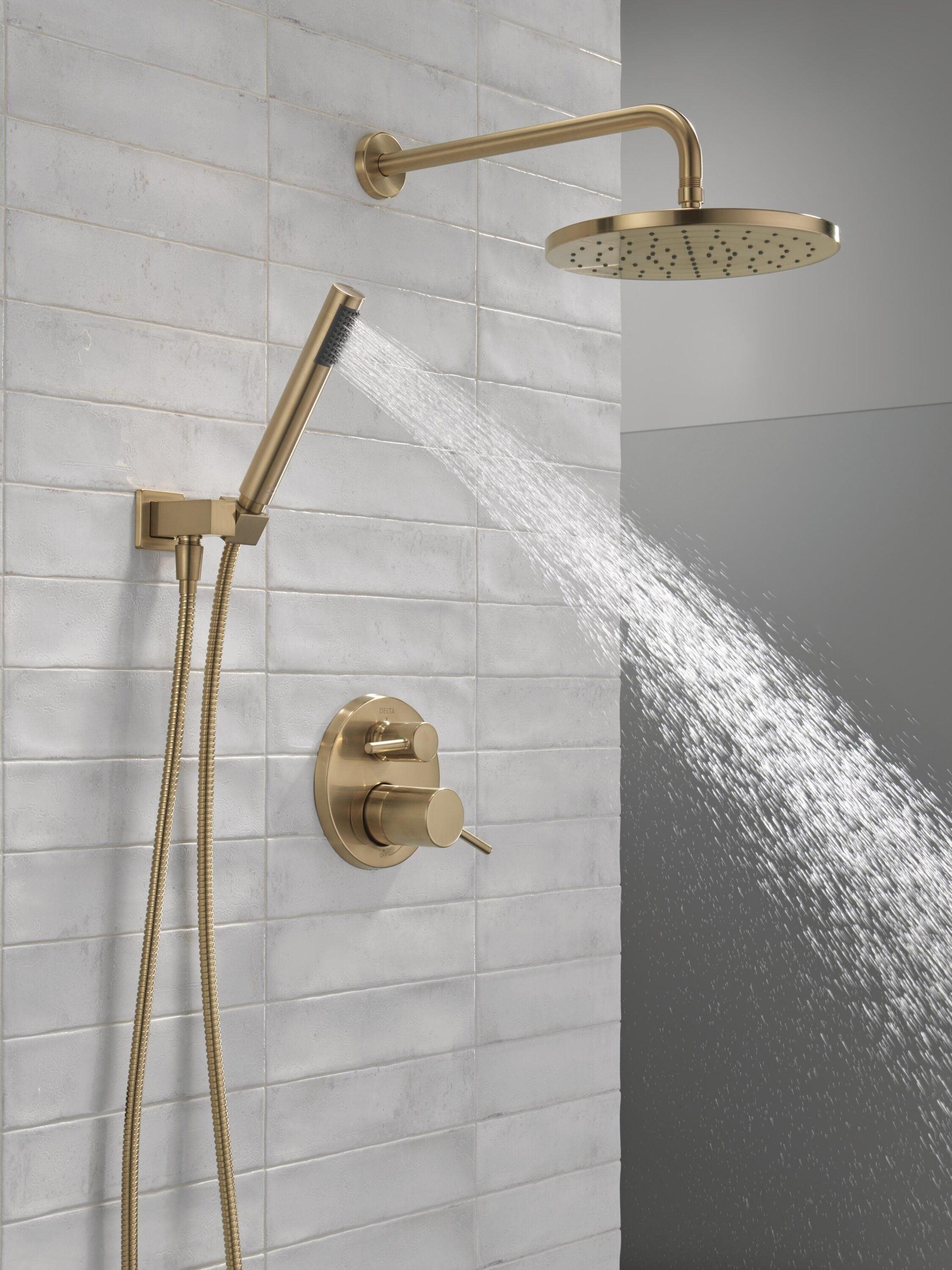 Modern Raincan Round Shower System, Rain Shower Head with Handheld Spray, Shower Faucet Set
