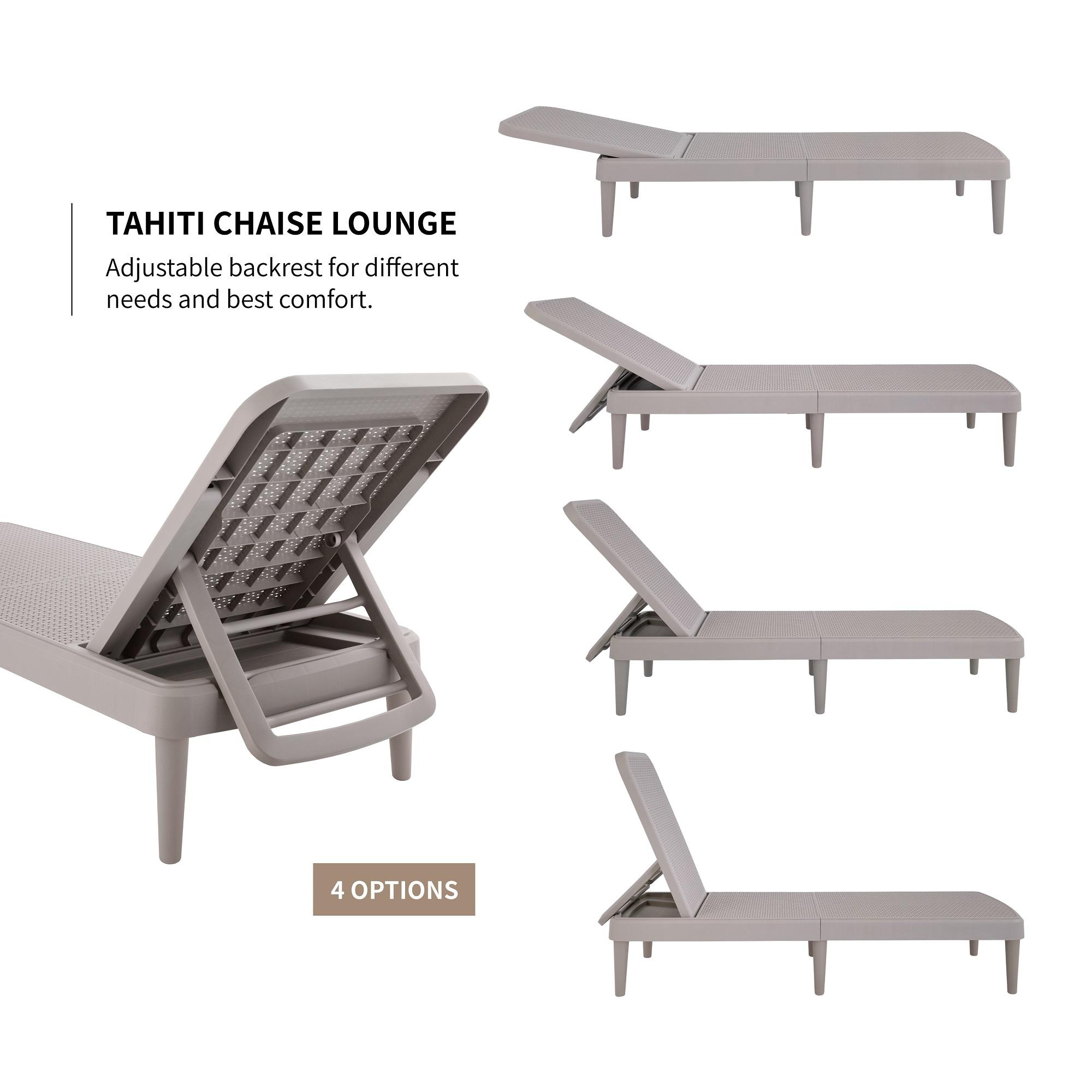 Tahiti Rattan Chaise Lounge - Gray - Lagoon