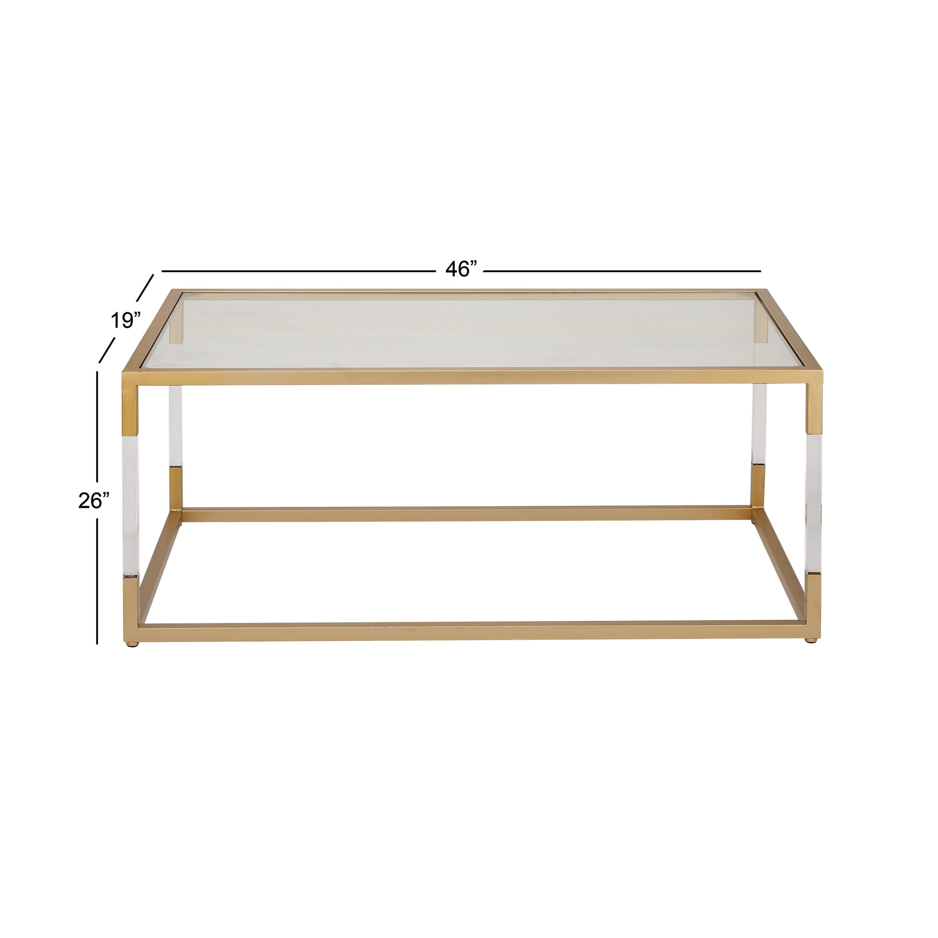 Metal and Glass Coffee Table Gold - Olivia & May: Elegant Iron Frame, No Assembly, Contemporary Design