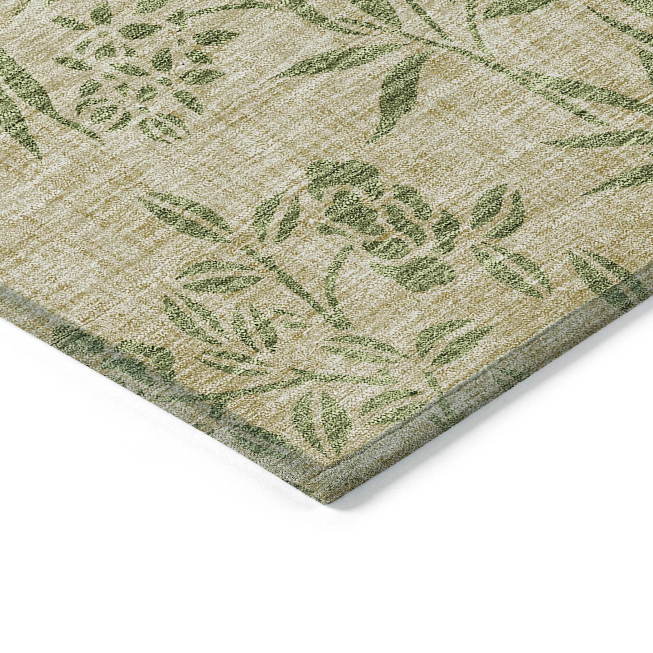 Addison Rugs Chantille Indoor/Outdoor Transitional Floral Khaki Washable Rectangle Rug, 2'6" x 3'10"