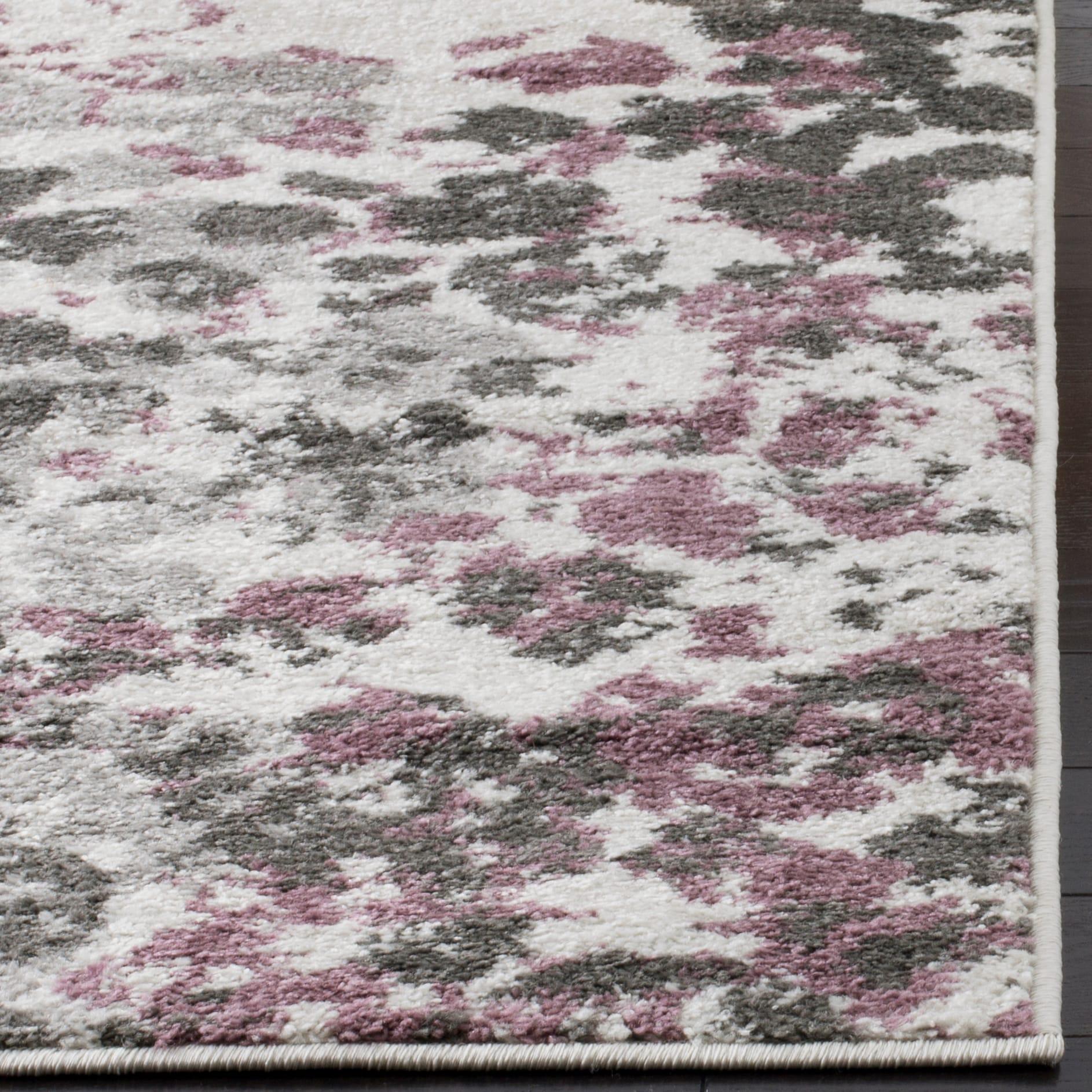 Adirondack ADR115 Machine Made Indoor Area Rug - Ivory/Purple - 4'x4' - Safavieh