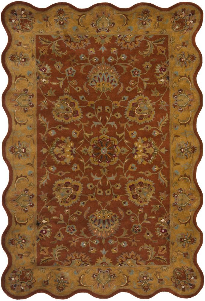 Heritage HG820 Hand Tufted Area Rug - Red/Natural - 6'x9' Scalloped Edge - Safavieh.