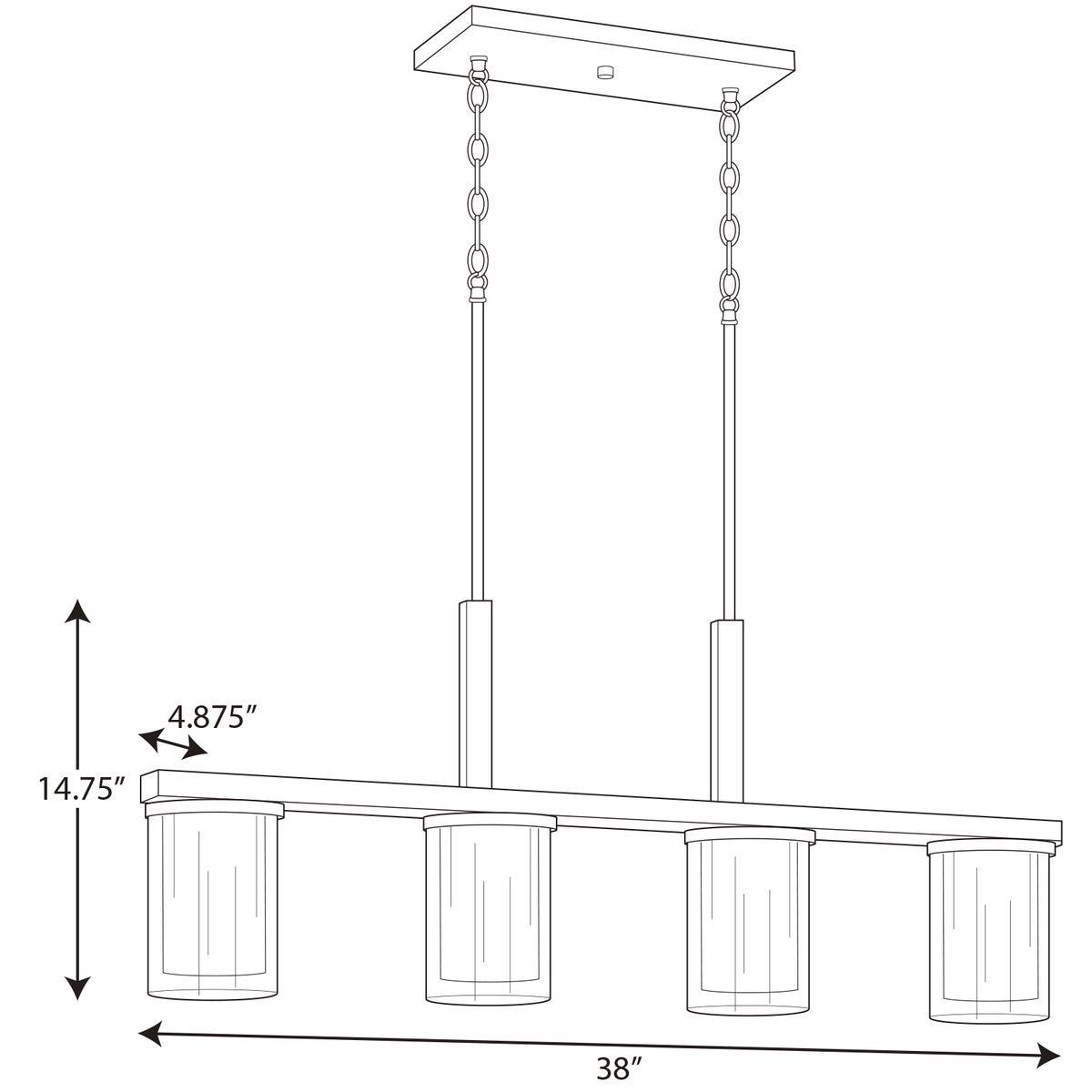 Progress Lighting Mast 4-Light Island Pendant, Brushed Nickel, Clear and Etched Glass Shades