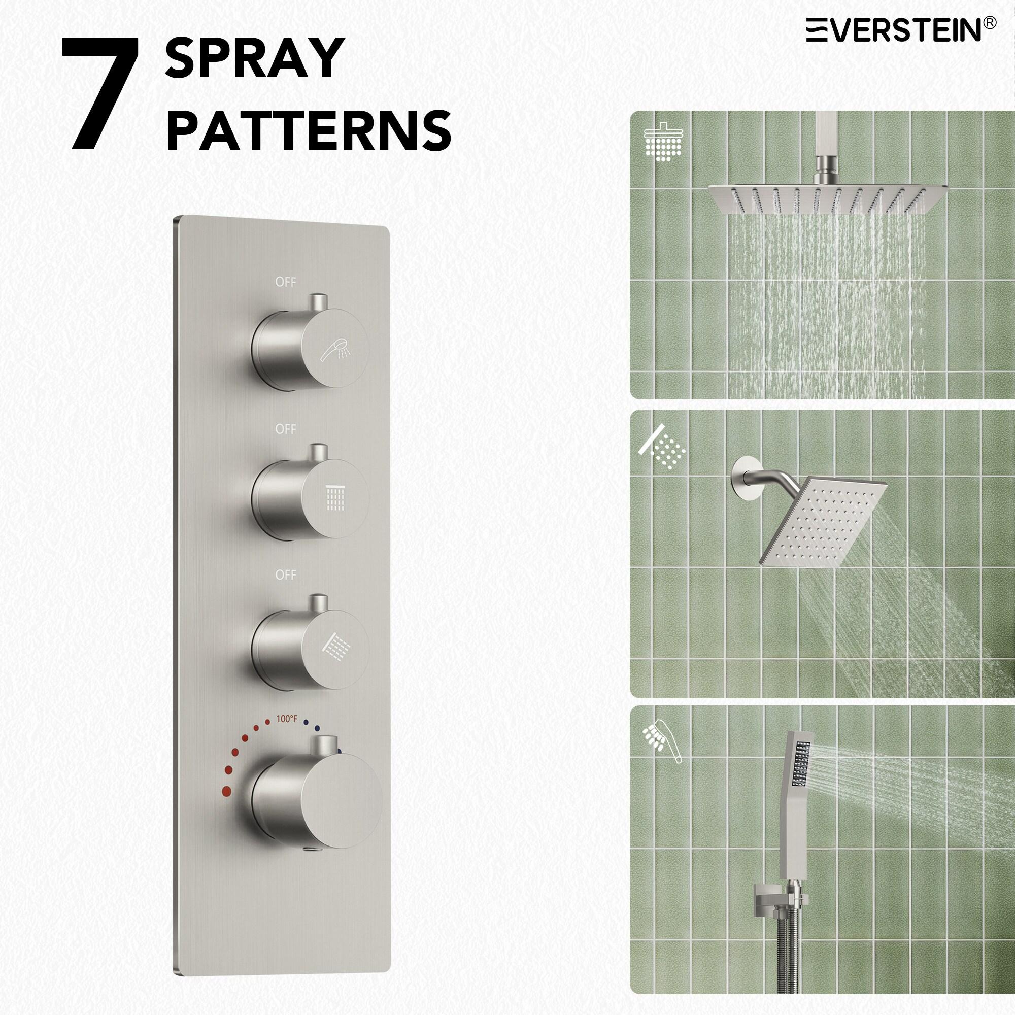 DualJetSpa 15-Spray Patterns 16" & 6" Dual Shower Head, Shower FaucetSystem with Thermostatic Rough-in Valve and Body Jets