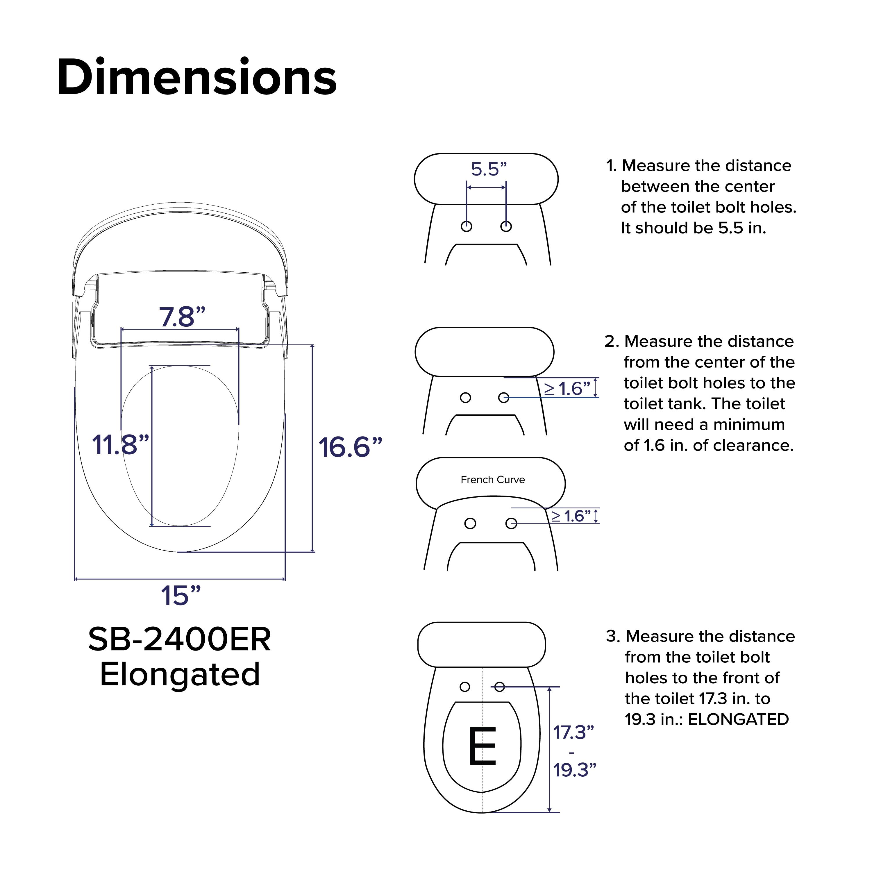 SB-2400ER Electric Bidet Toilet Seat for French Curve and Elongated Toilets White - SmartBidet: Heated, Polypropylene with Warmer Function