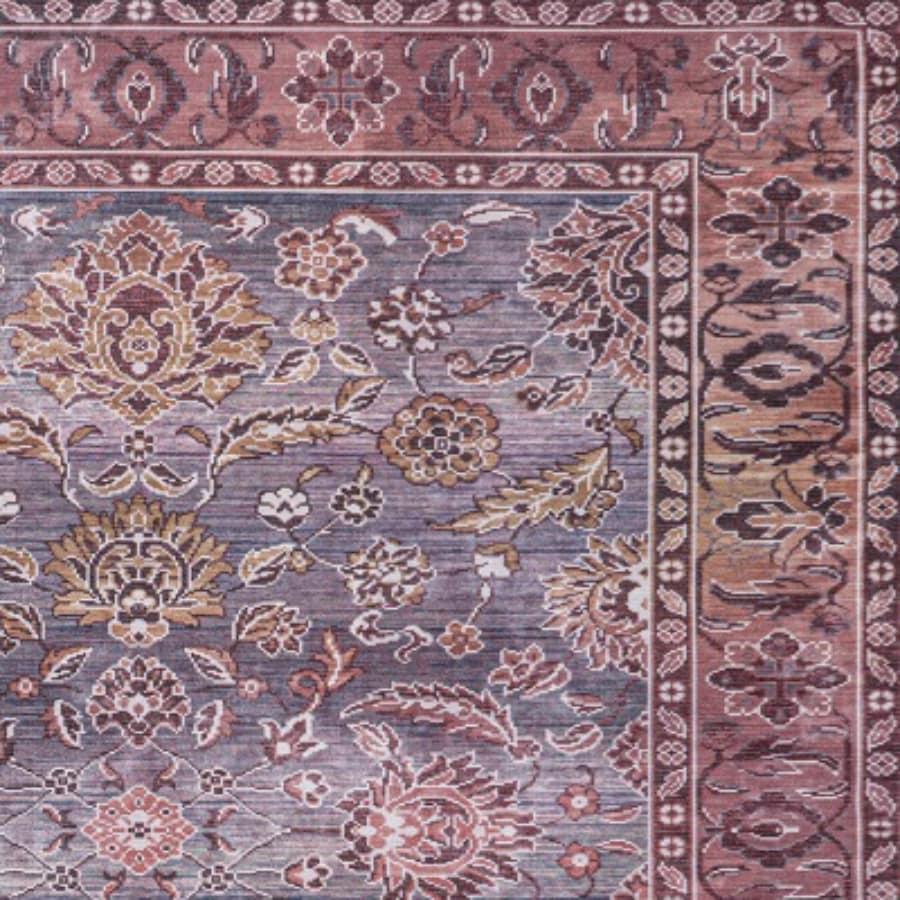 5' x 8' Victoria Ornate Persian All-Over Washable Area Rug, Brown/Gray - JONATHAN Y