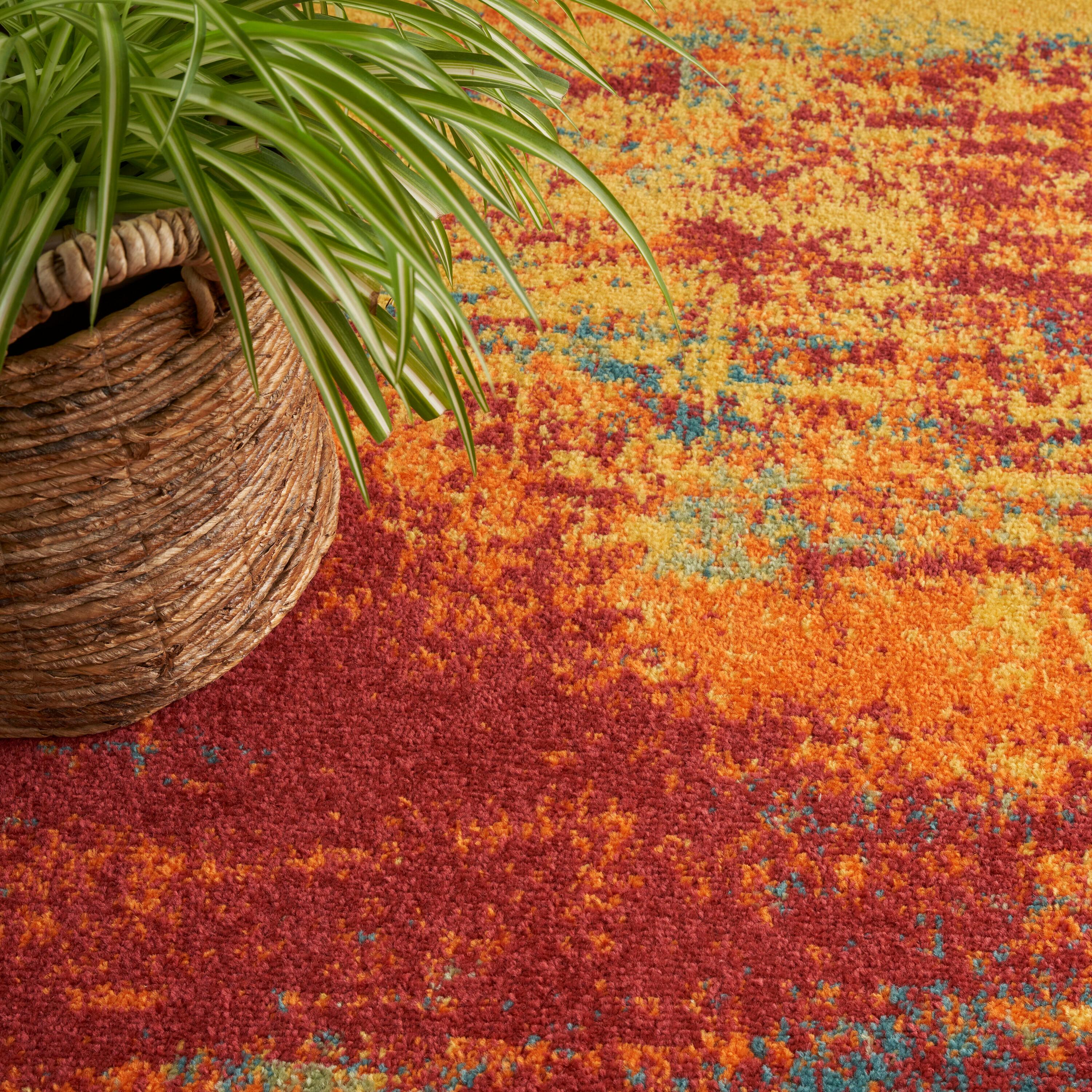 Nourison Essentials Abstract Indoor Outdoor Rug Flame 4' x 6'