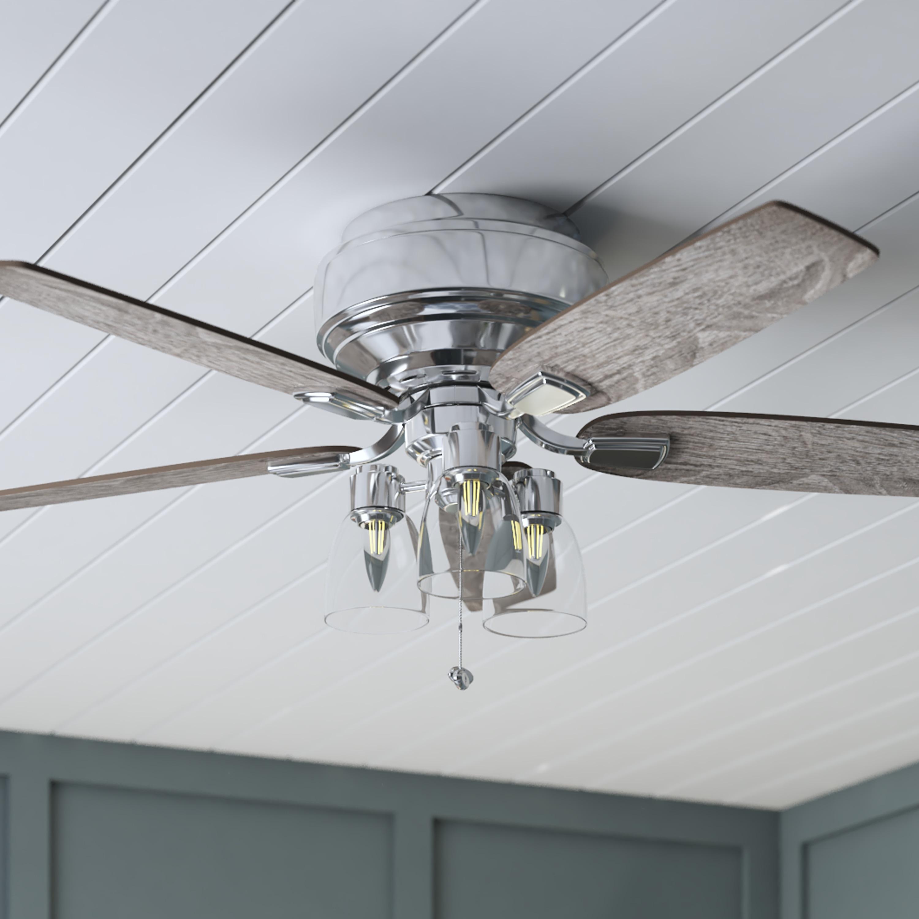 Prominence Home 51669-45 Magonia 52 in. Farmhouse Style Flush Mount LED Ceiling Fan with Light - Brushed Nickel