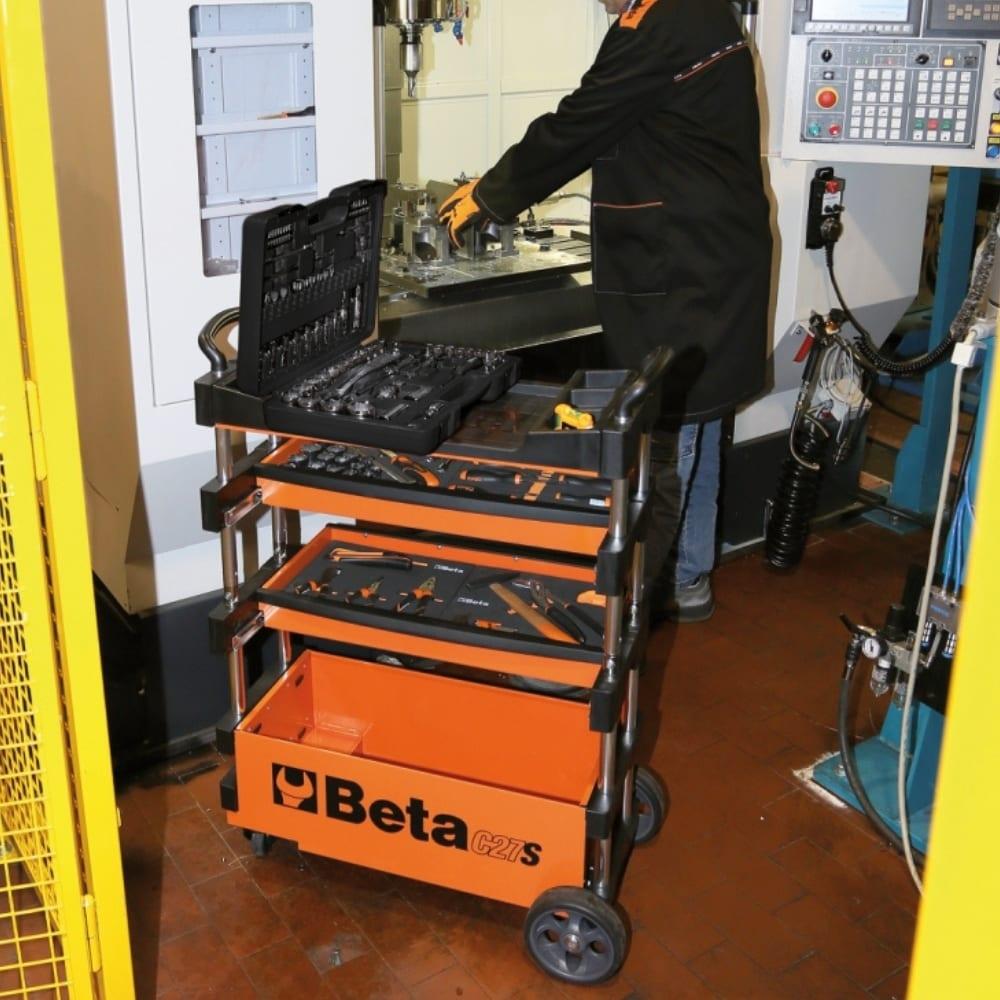 Beta Beta C27S Collapsible Tool Cart, 4” Steering Casters with Brake, 110 Pound Load Capacity