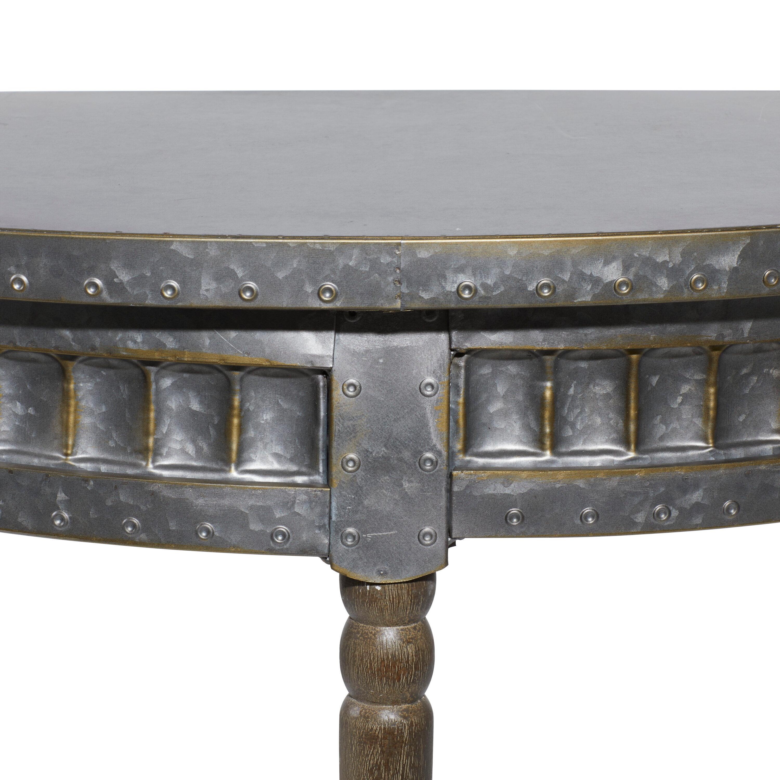 Traditional Half Round Side Table Beige - Olivia & May: Sturdy Iron Entryway Console with Shelf