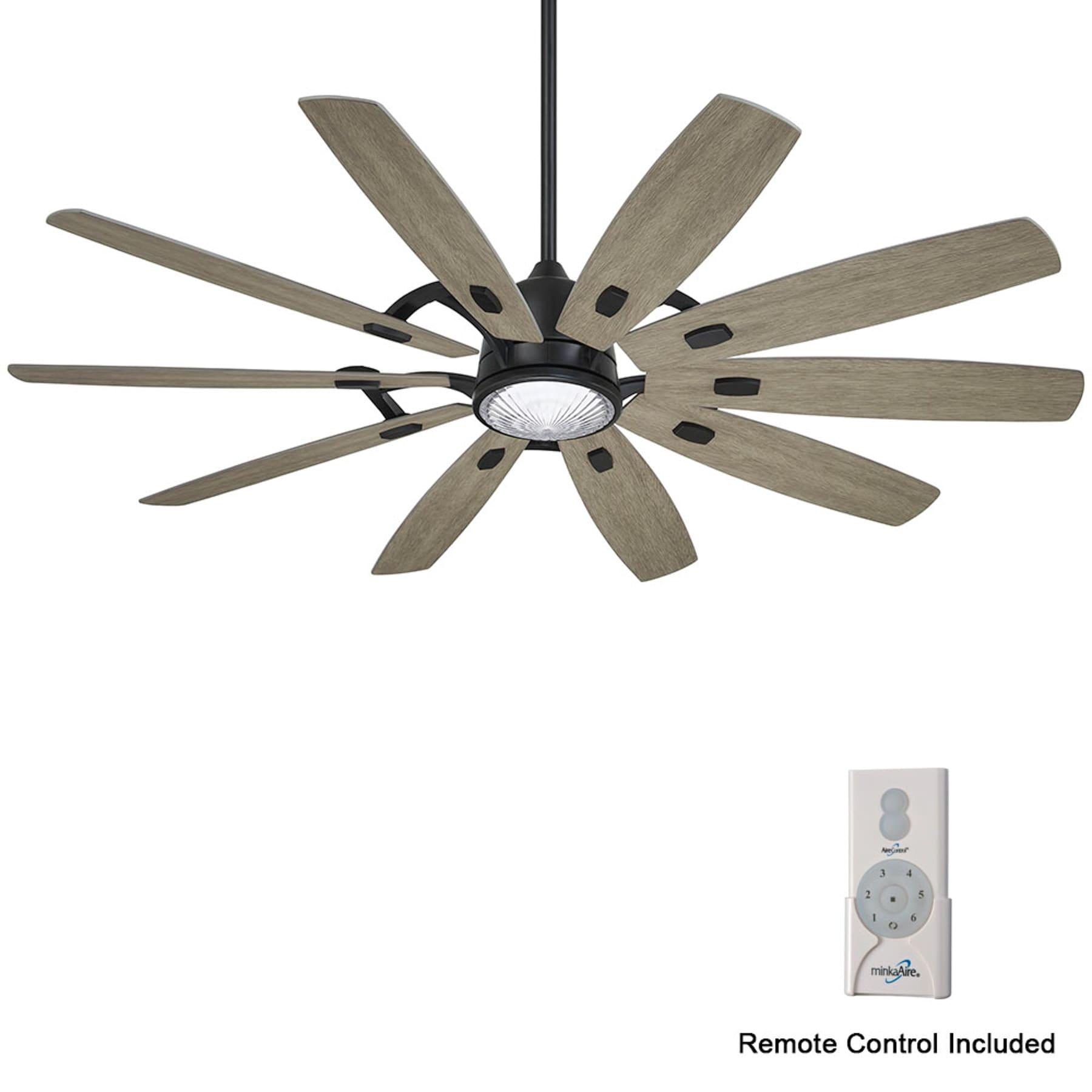 65" 10 - Blade LED Standard Ceiling Fan with Remote Control and Light Kit Included