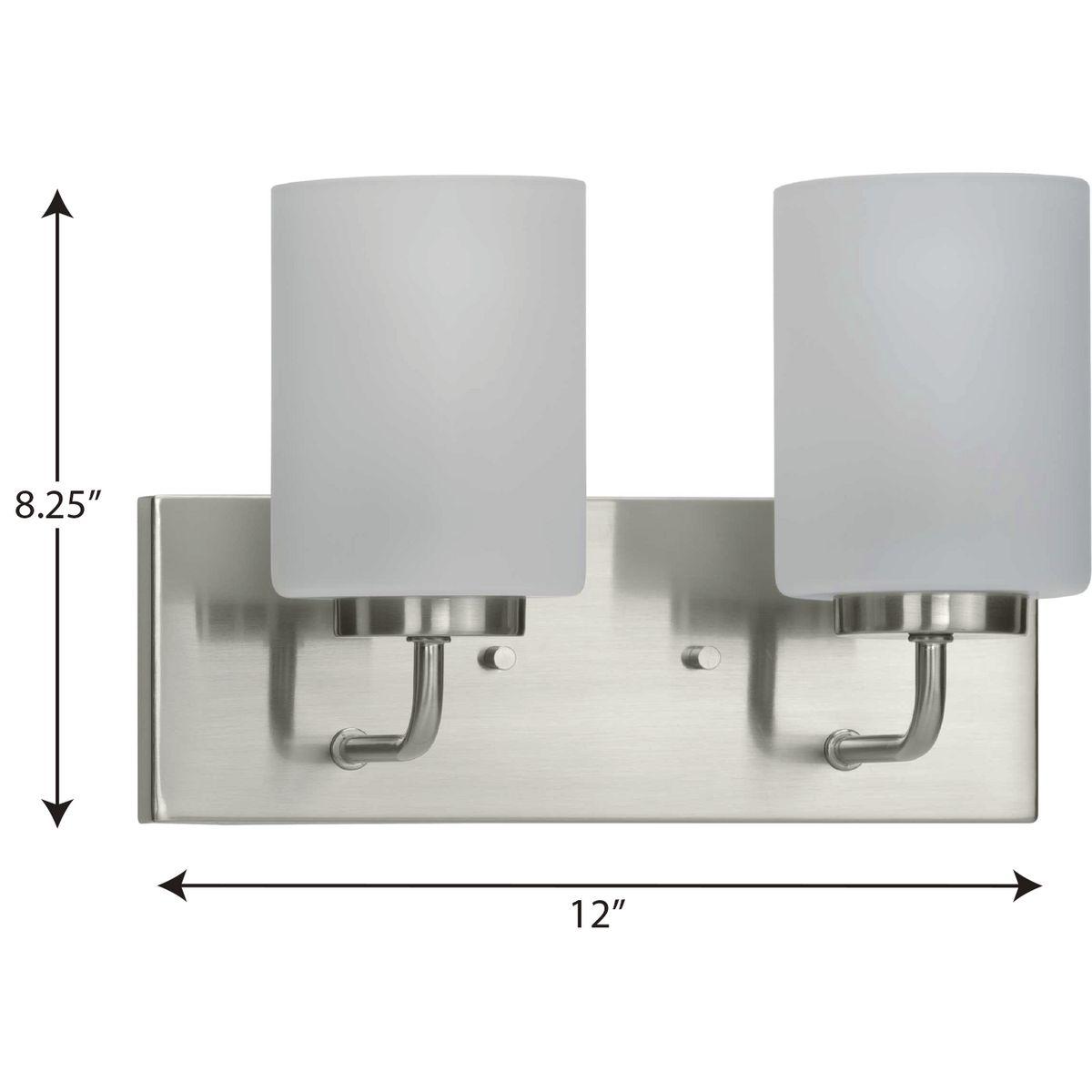 Progress Lighting Merry Collection 2-Light Brushed Nickel Etched Glass Transitional Bath Vanity Light