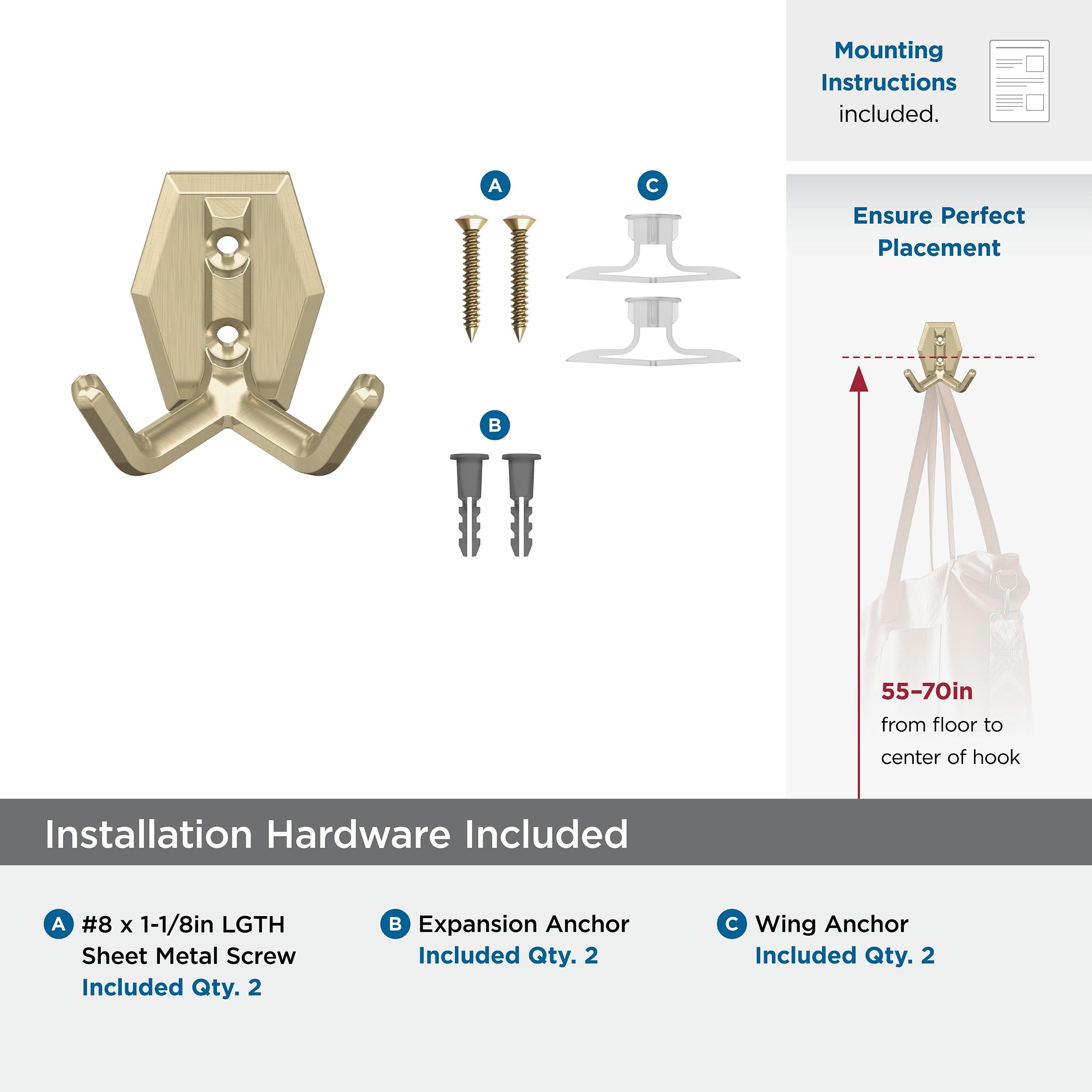 Benton Transitional Double Prong Decorative Wall Hook